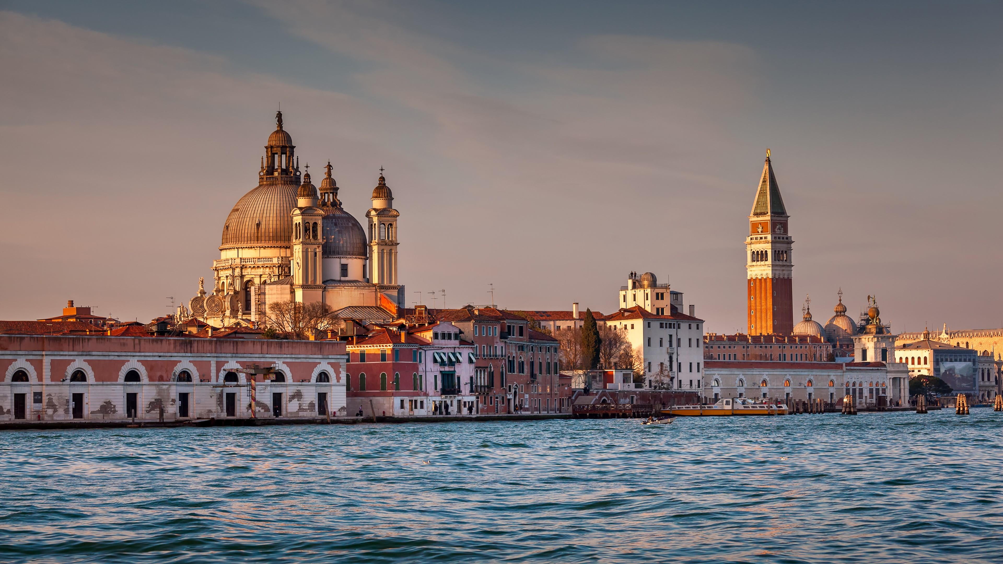 city, 4K, building, venice, waterfront, tourist attraction, skyline, church, nature, spirituality, building exterior, italy, water, grand canal, tower, HD Wallpaper