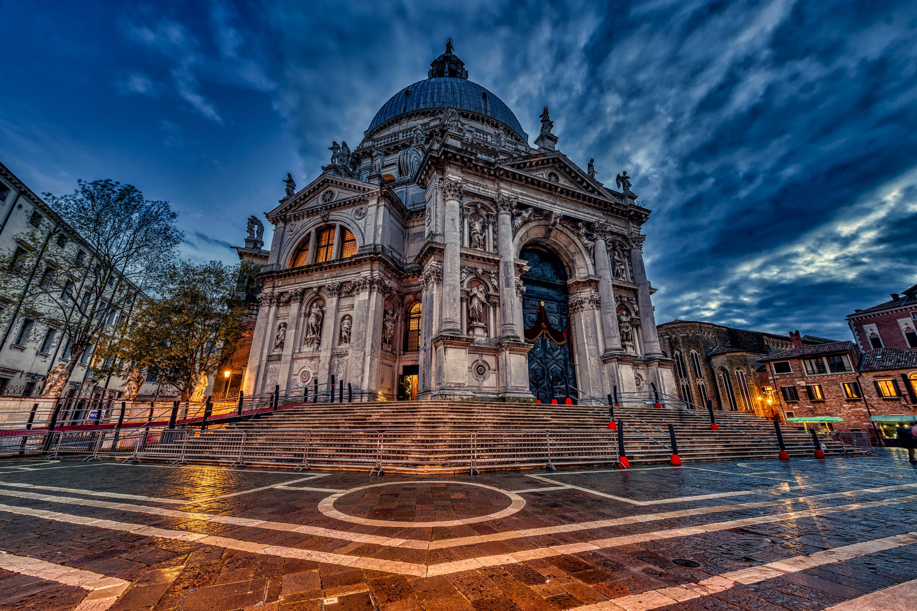 Italy, Cathedral, the evening, architecture, Santa Maria della Salute, Venice, 2K, HD Wallpaper