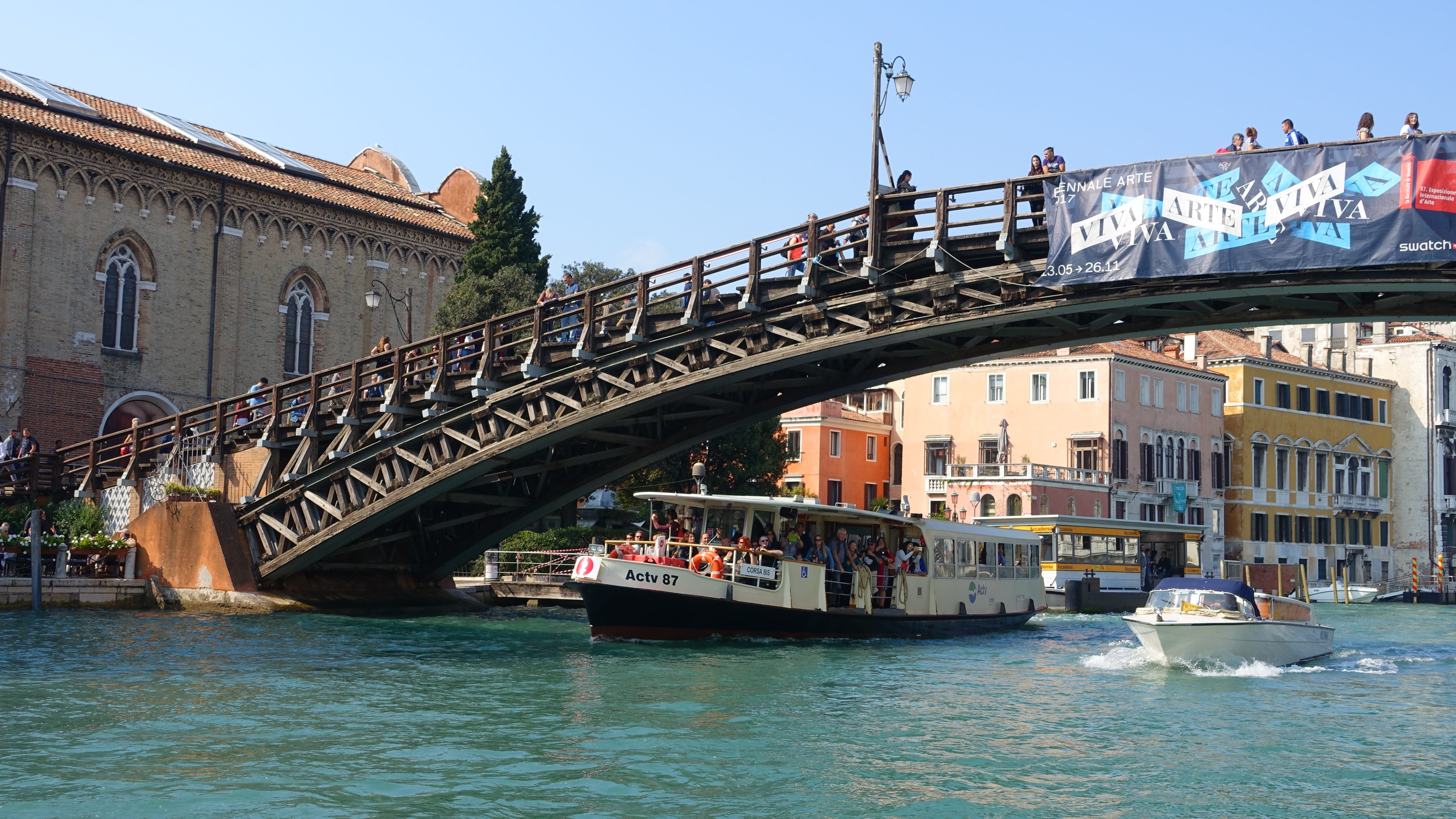 passenger craft, connection, built structure, city, waterfront, river, the body of water, transport, no people, nature, mode of transportation, canal, ponte accademia, HD Wallpaper