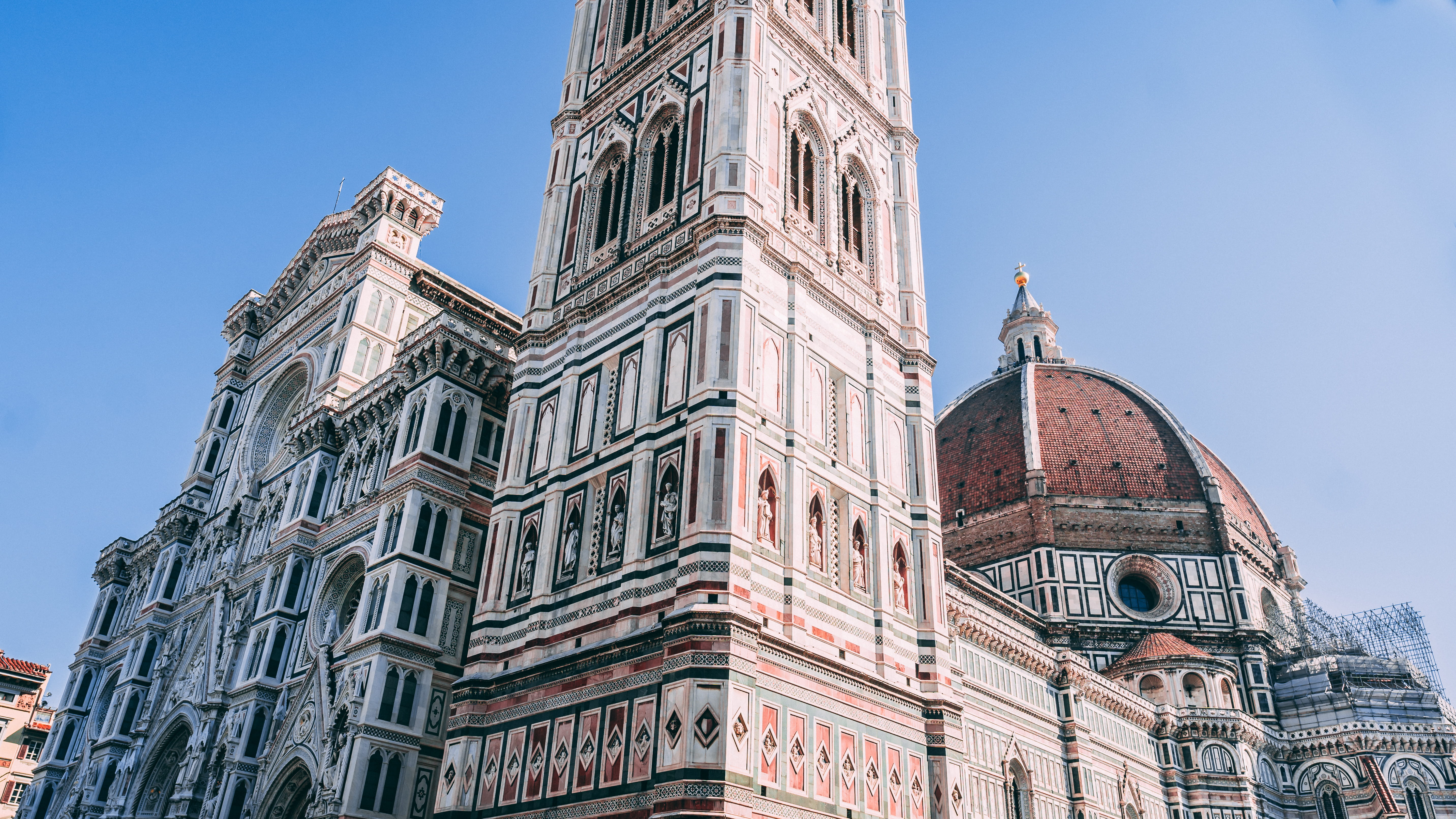 tourist destination, florence, travel, low angle shot, built structure, tourism, renaissance, building exterior, italy, architecture, facade, religion, HD Wallpaper