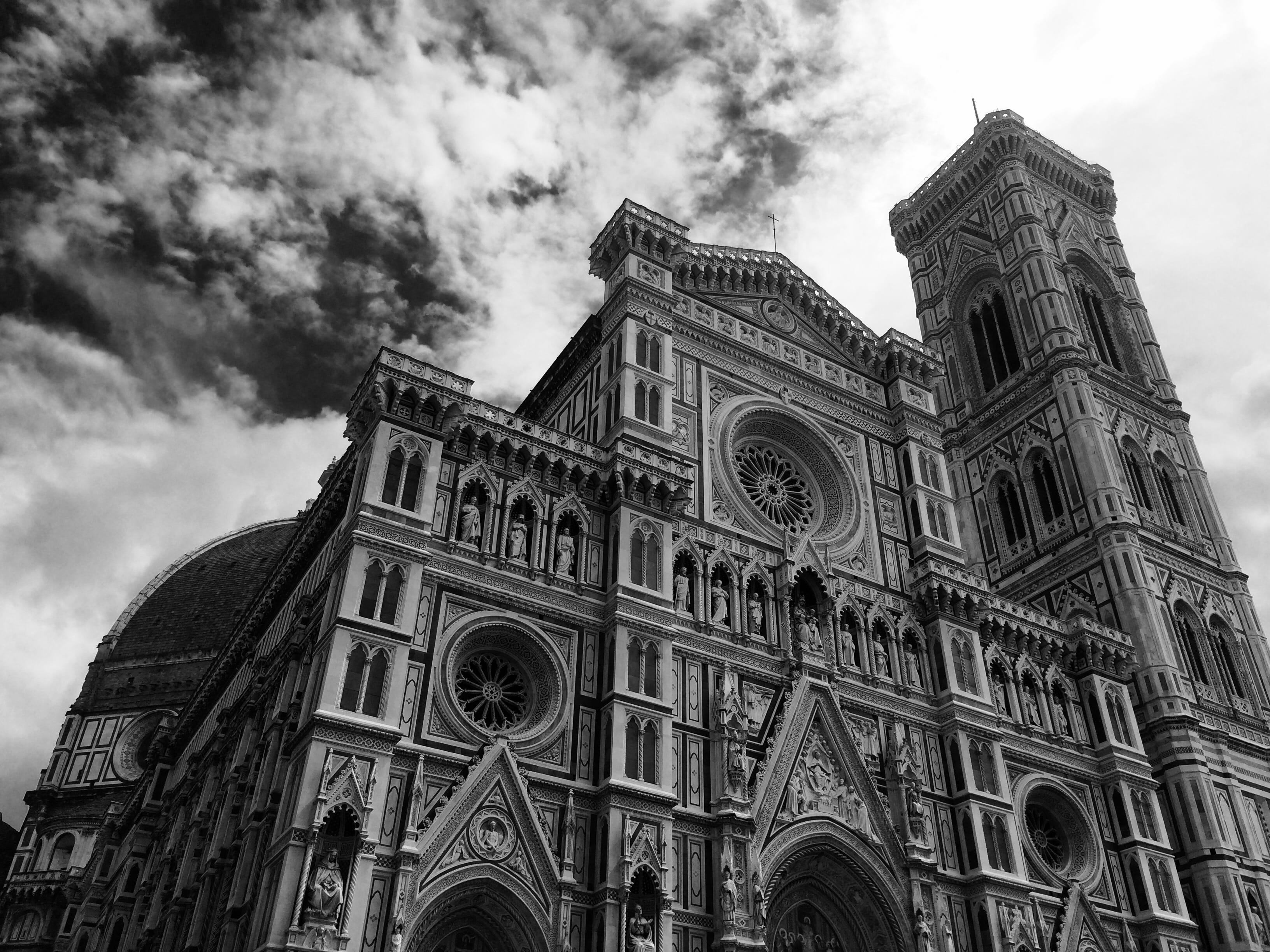 2K, building exterior, italy, day, sky, spirituality, belief, cattedrale di santa maria del fiore, low angle view, clouds, nature, church, heritage, europe, HD Wallpaper