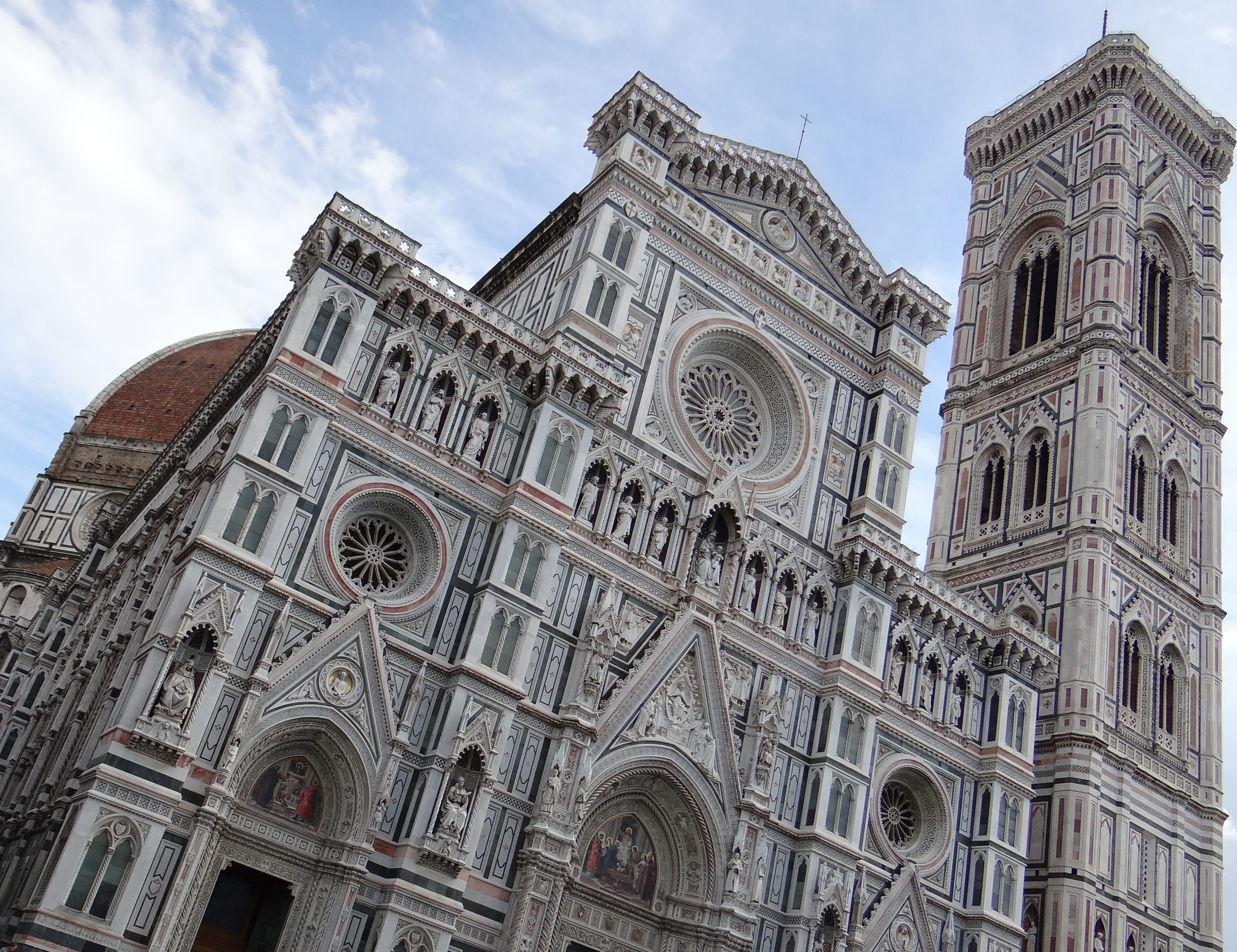 Florence, architecture, place of worship, artwork, spirituality, cloud - sky, Italy, Dom, religion, 4K, sky, florence, building, history, day, Tuscany, HD Wallpaper