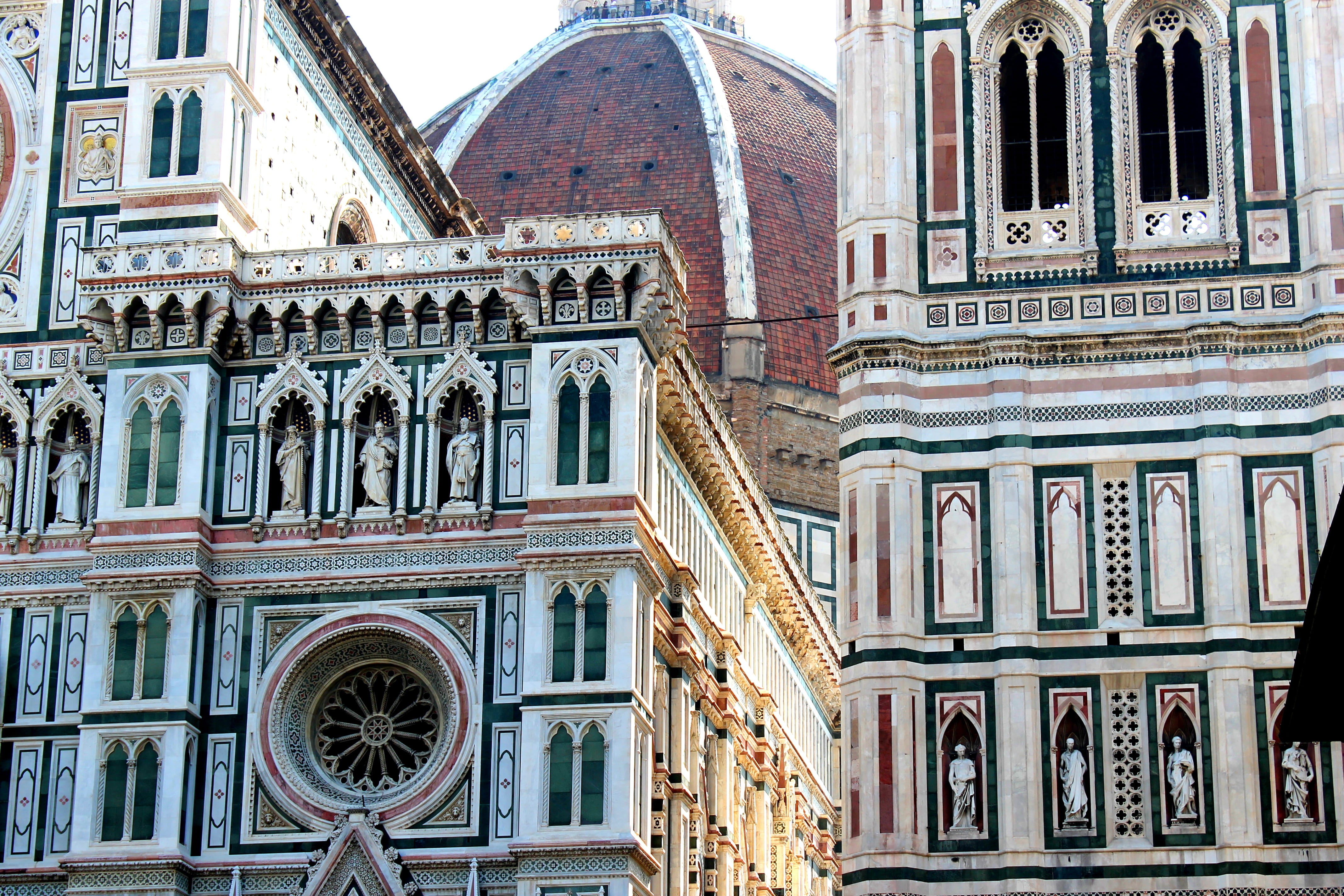 spirituality, built structure, outdoors, cathedral, city, building, statue, history, place of worship, day, window, cathedral of santa maria del fiore, HD Wallpaper