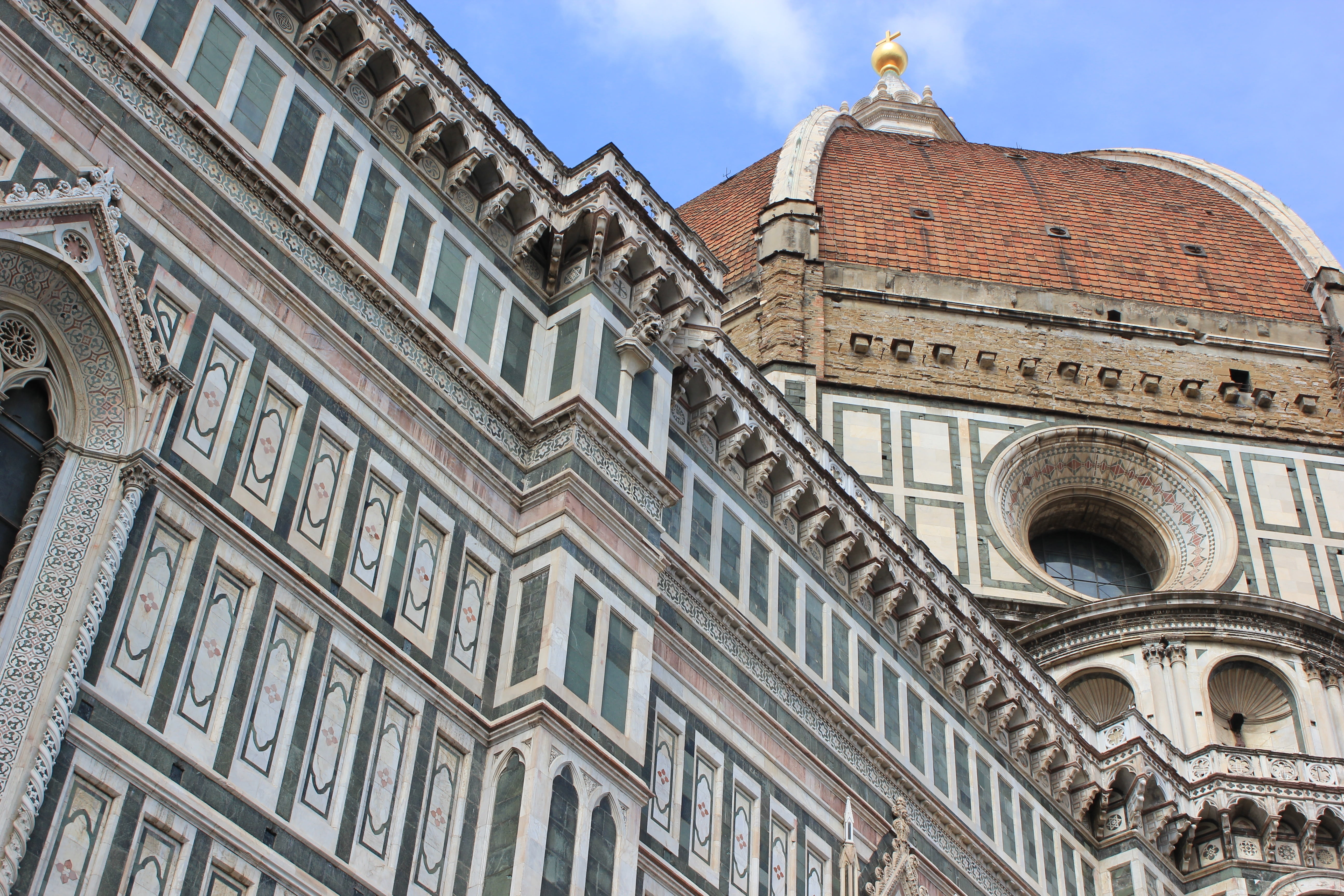 florence, italy, no people, building, duomo, tuscany, dome of florence, day, belief, window, religion, history, low angle view, cloud - sky, sky, architecture, HD Wallpaper
