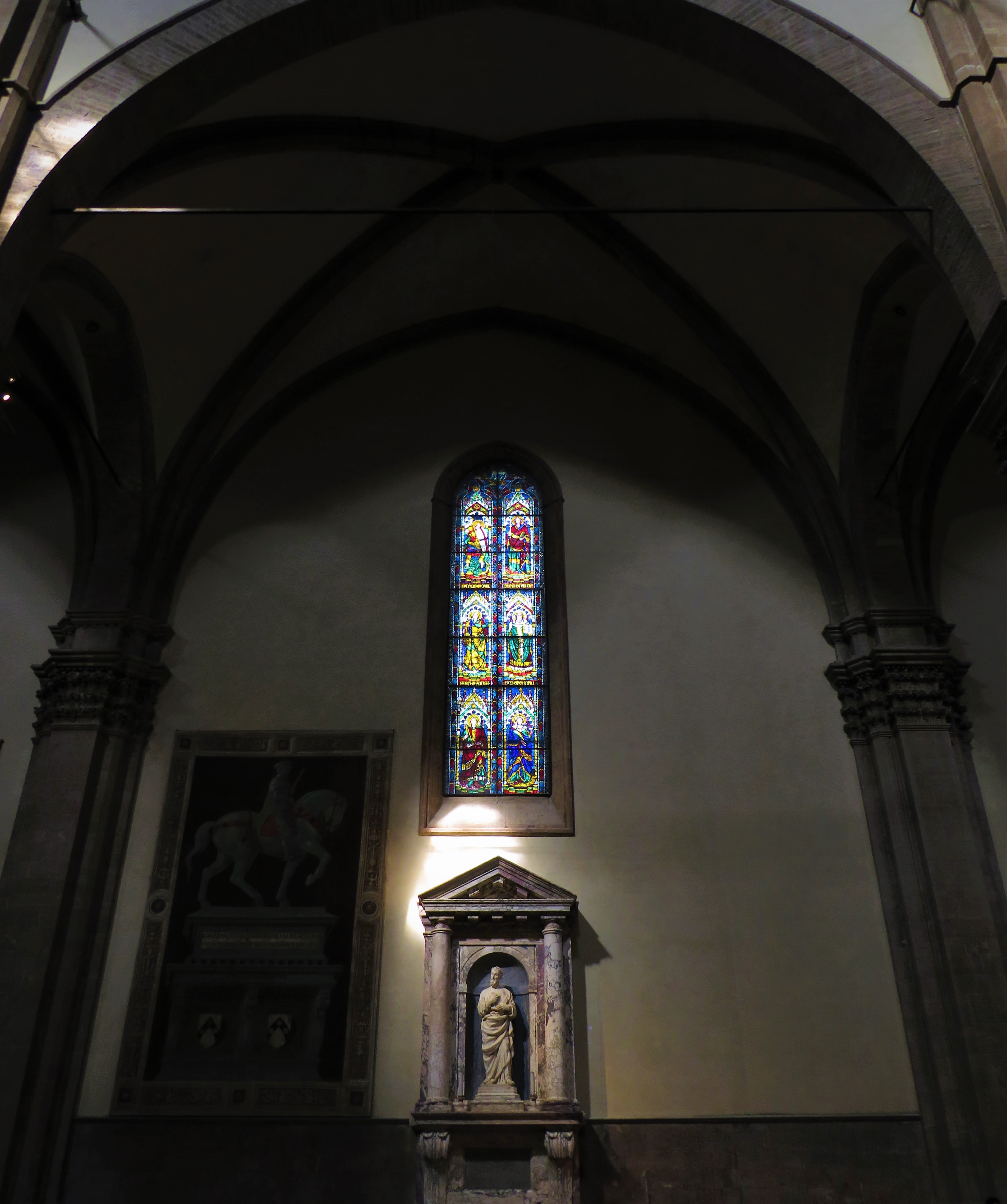 tuscany, light, stained glass, cathedral of santa maria del fiore, florence, built structure, low angle view, church, cathedral, place of worship, no people, Phone HD Wallpaper