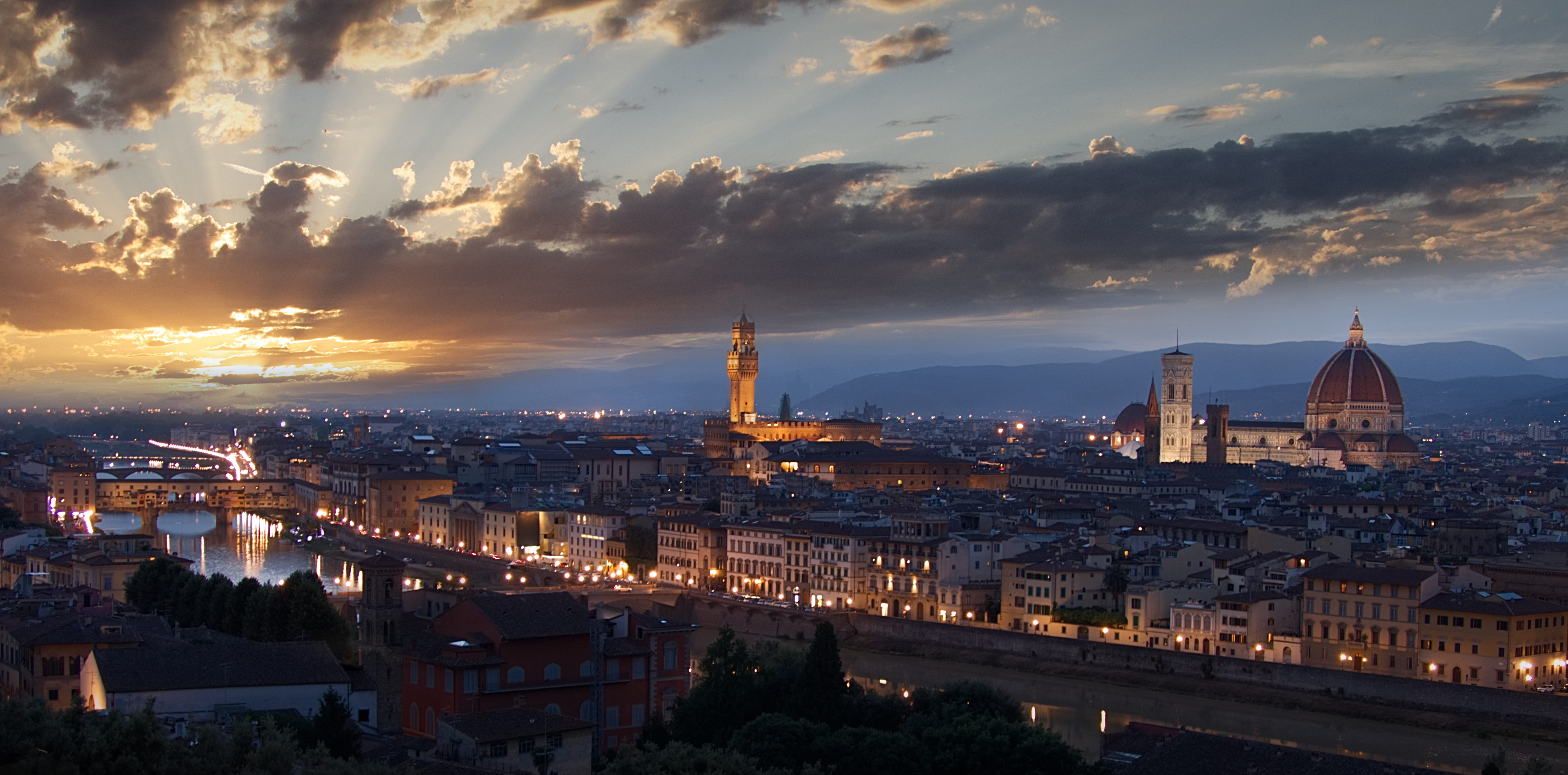renaissance, historic, italy, cityscape, dome, place of worship, 5K, travel, italian, cloud - sky, skyscraper, old, firenze, street lights, sky, architecture, HD Wallpaper