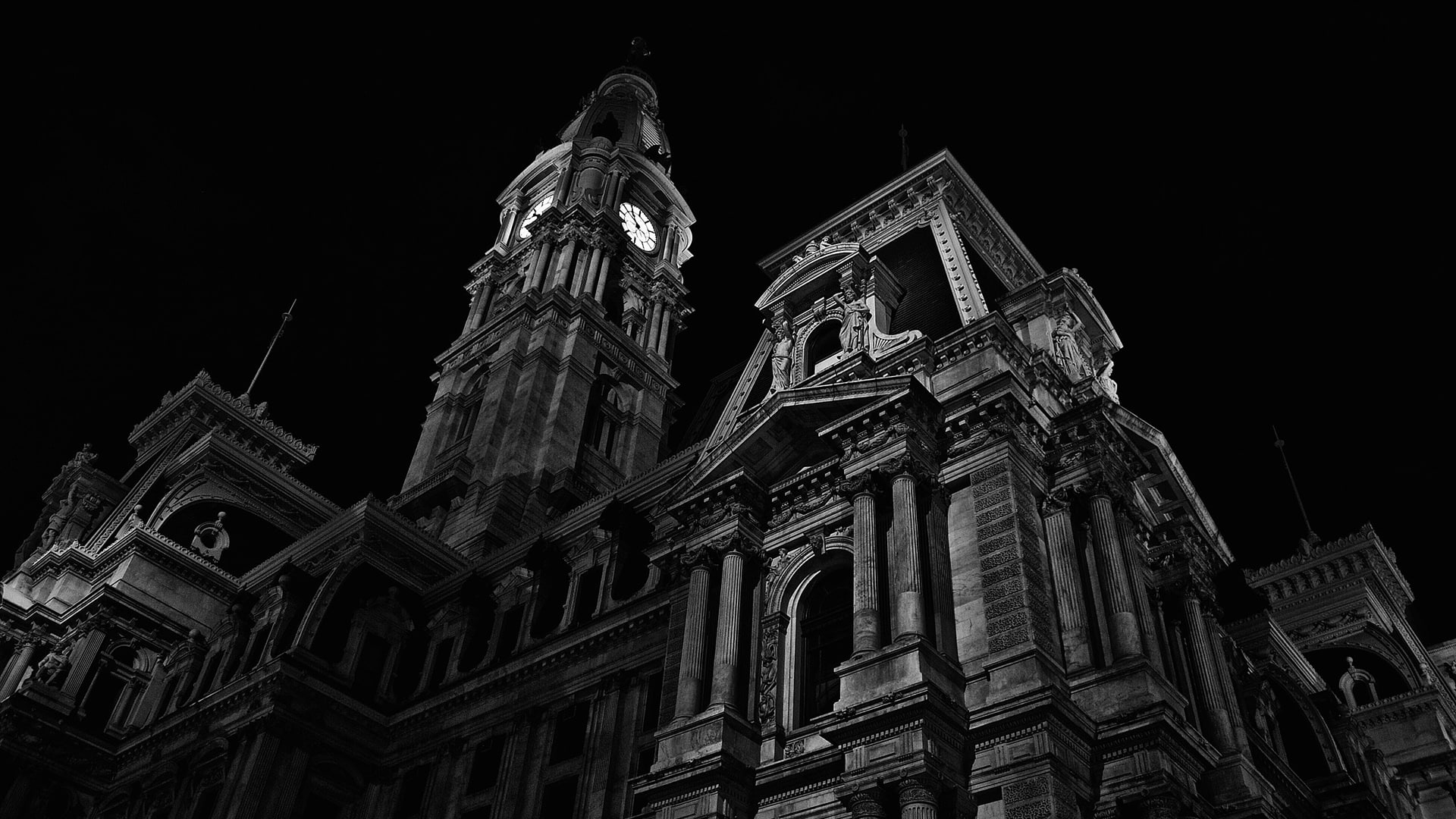 tower, black and white, white, architecture, black, monochrome, bell, 1080P, bell tower, HD Wallpaper