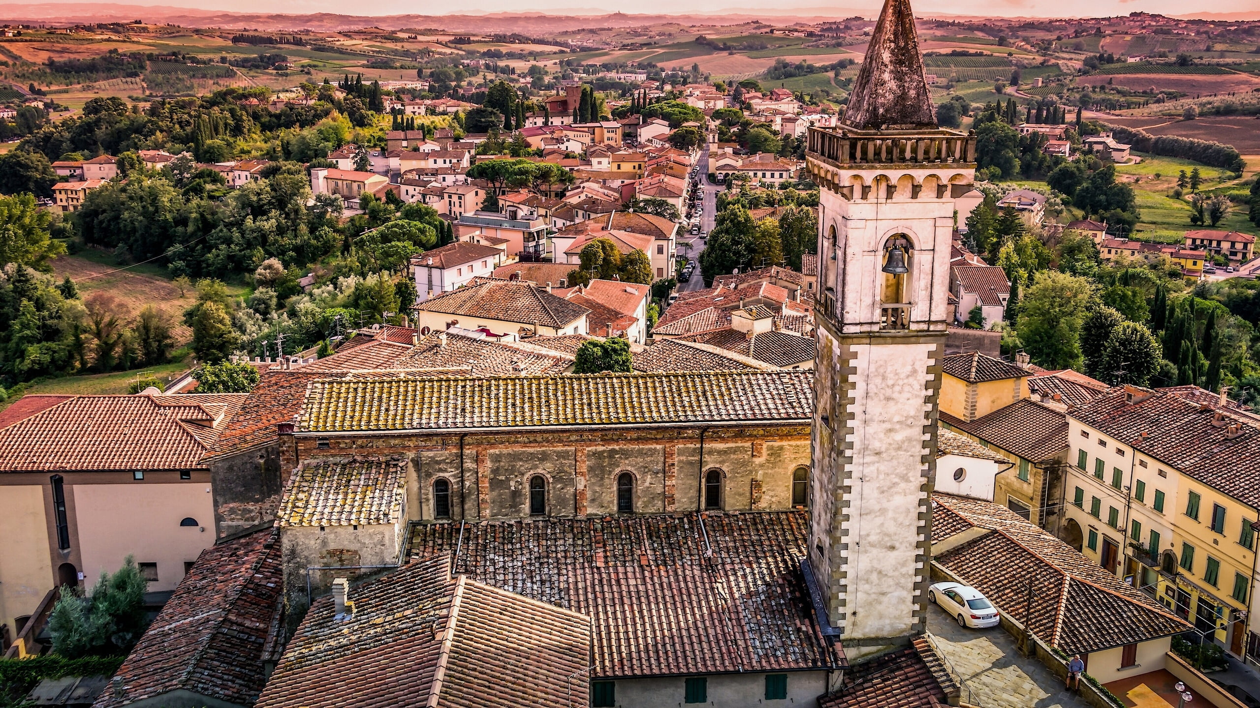 white, cityscape, 2K, building, travel Destinations, town, tower, outdoors, religion, high angle view, urban Scene, nature, ancient, italy, place of worship, HD Wallpaper