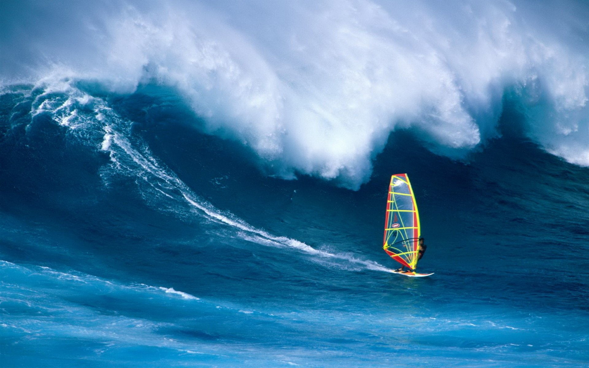 skill, nature, people, freedom, adventure, wind, blue, leisure activity, 1080P, power in nature, Wave, extreme sports, challenge, Windsurfing, sport, surfing, HD Wallpaper