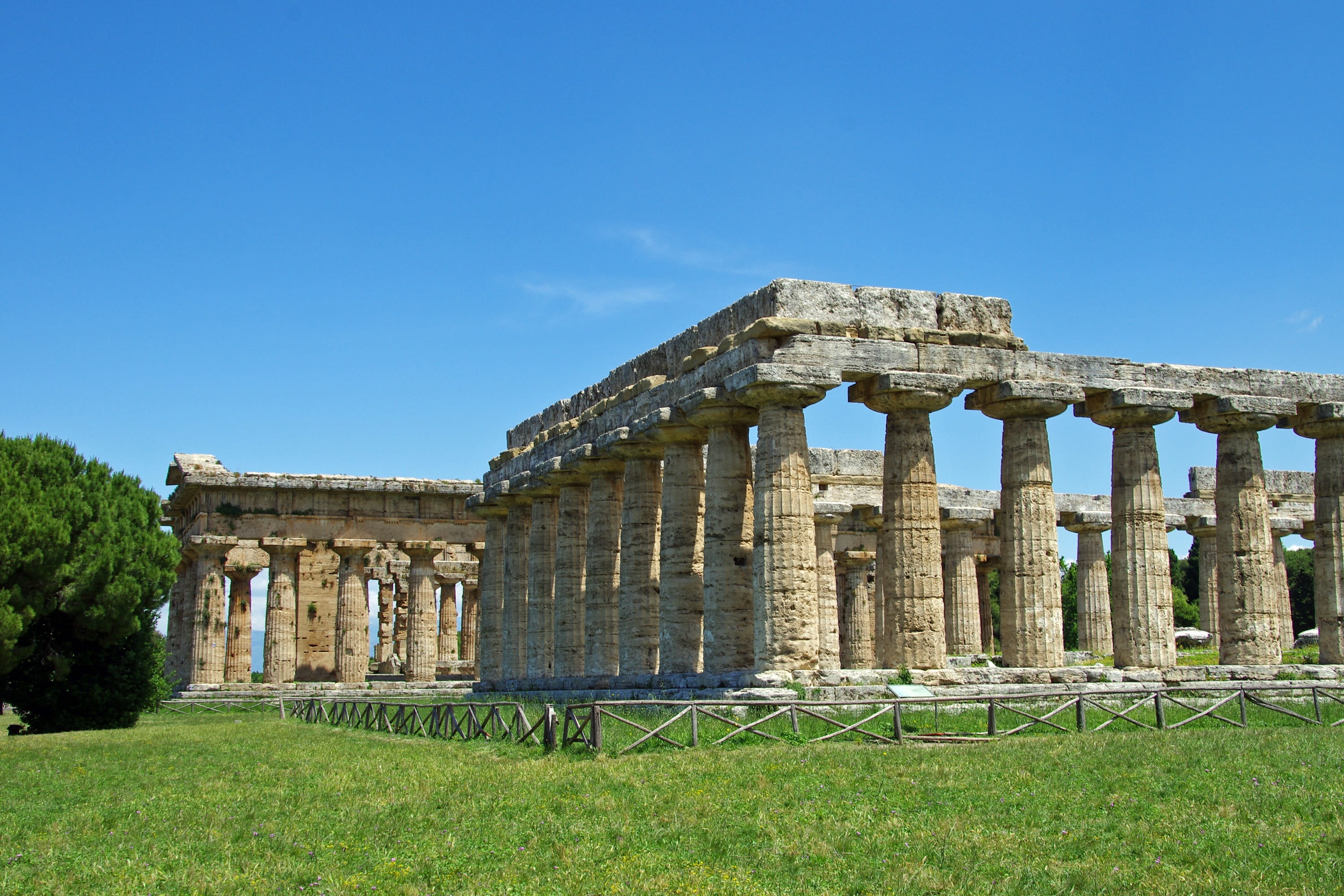 ancient civilization, italy, travel, tourism, greek temple, built structure, nature, salerno, clear sky, architecture, travel destinations, old, ruined, HD Wallpaper