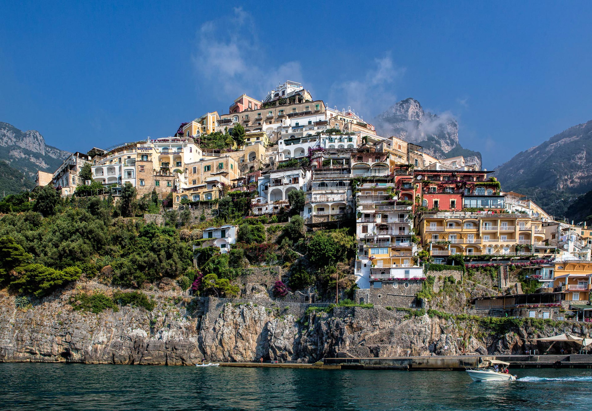 house, rock, Positano, town, nature, concrete, water, built structure, residential district, land, day, building, waterfront, home, no people, color, sky, HD Wallpaper