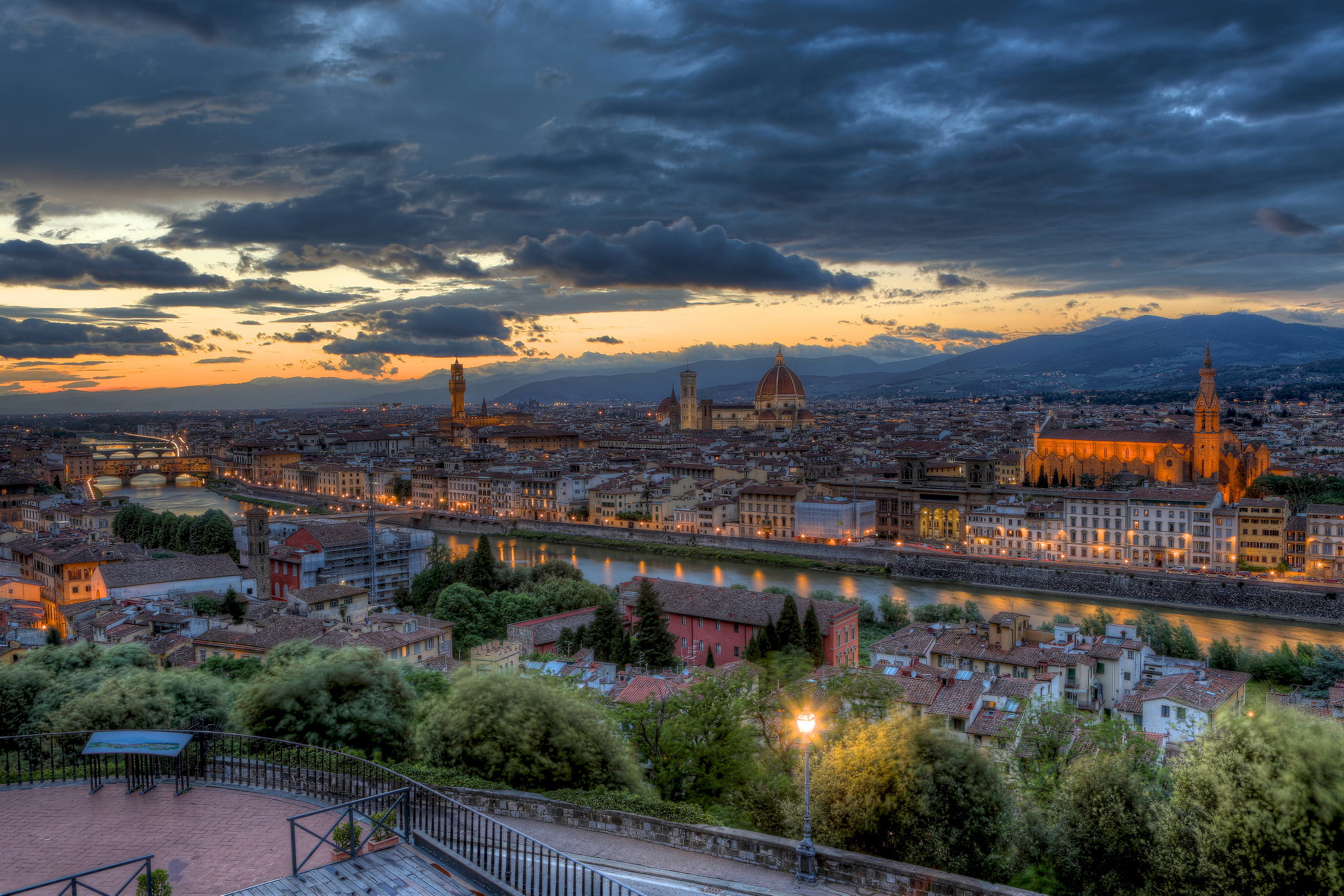 travel, travel Destinations, famous Place, Tuscany, plant, budapest, connection, tree, urban Skyline, panorama, capital Cities, river, arno River, cloud - Sky, HD Wallpaper