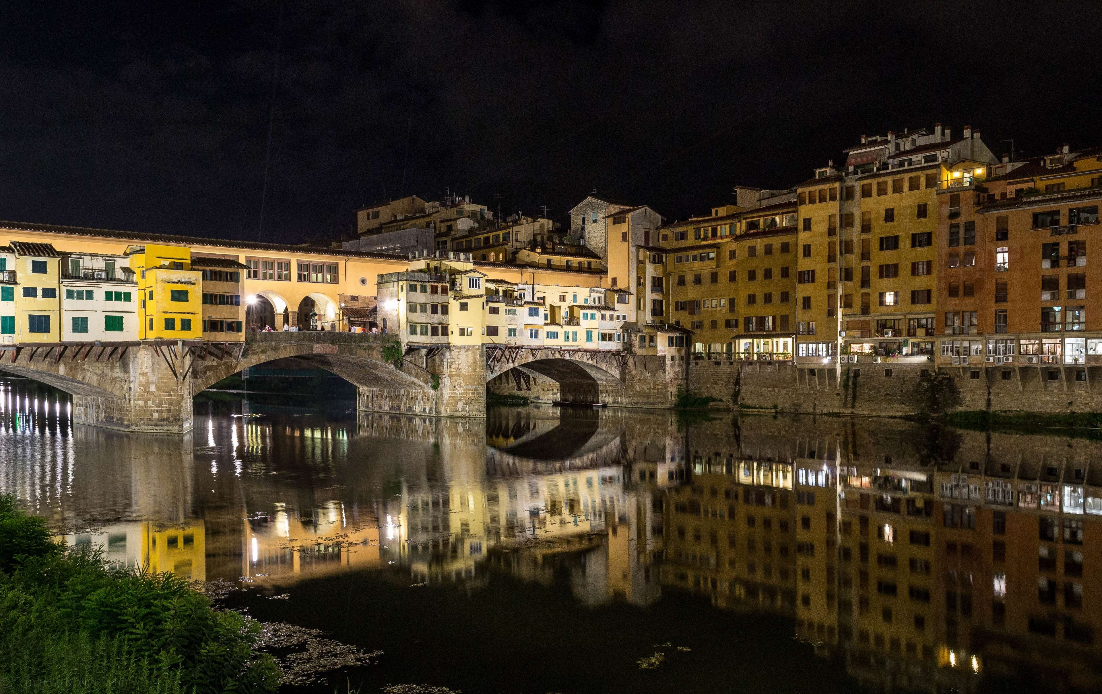 architecture, arc, residential district, florence, trip, outdoors, nature, building exterior, arch bridge, colors, sky, river arno, summer, reflections, HD Wallpaper