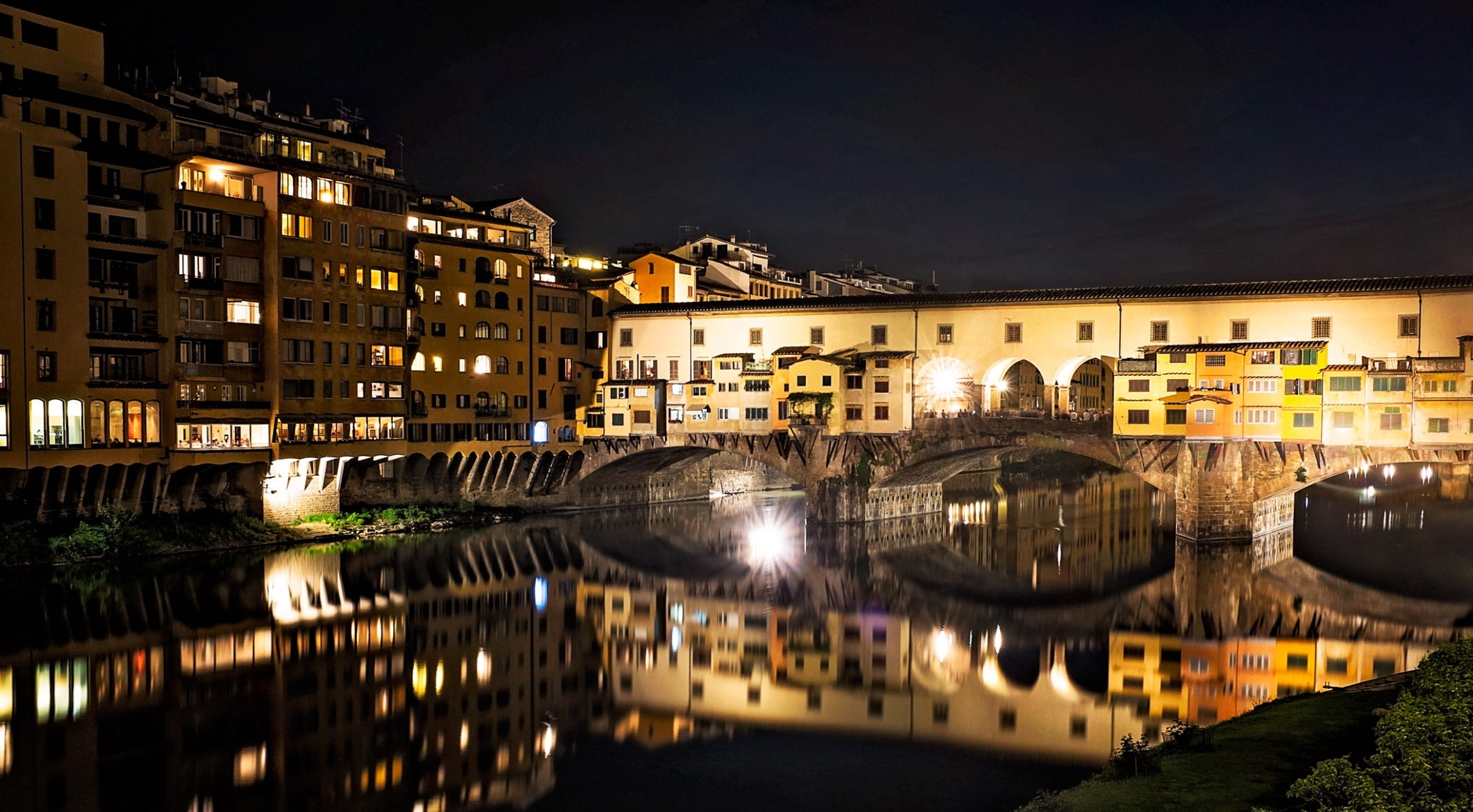 connection, concrete, nature, built structure, Vecchio, beige, apartment, building, water, sky, residential district, city, Italy, arch bridge, bridge, HD Wallpaper