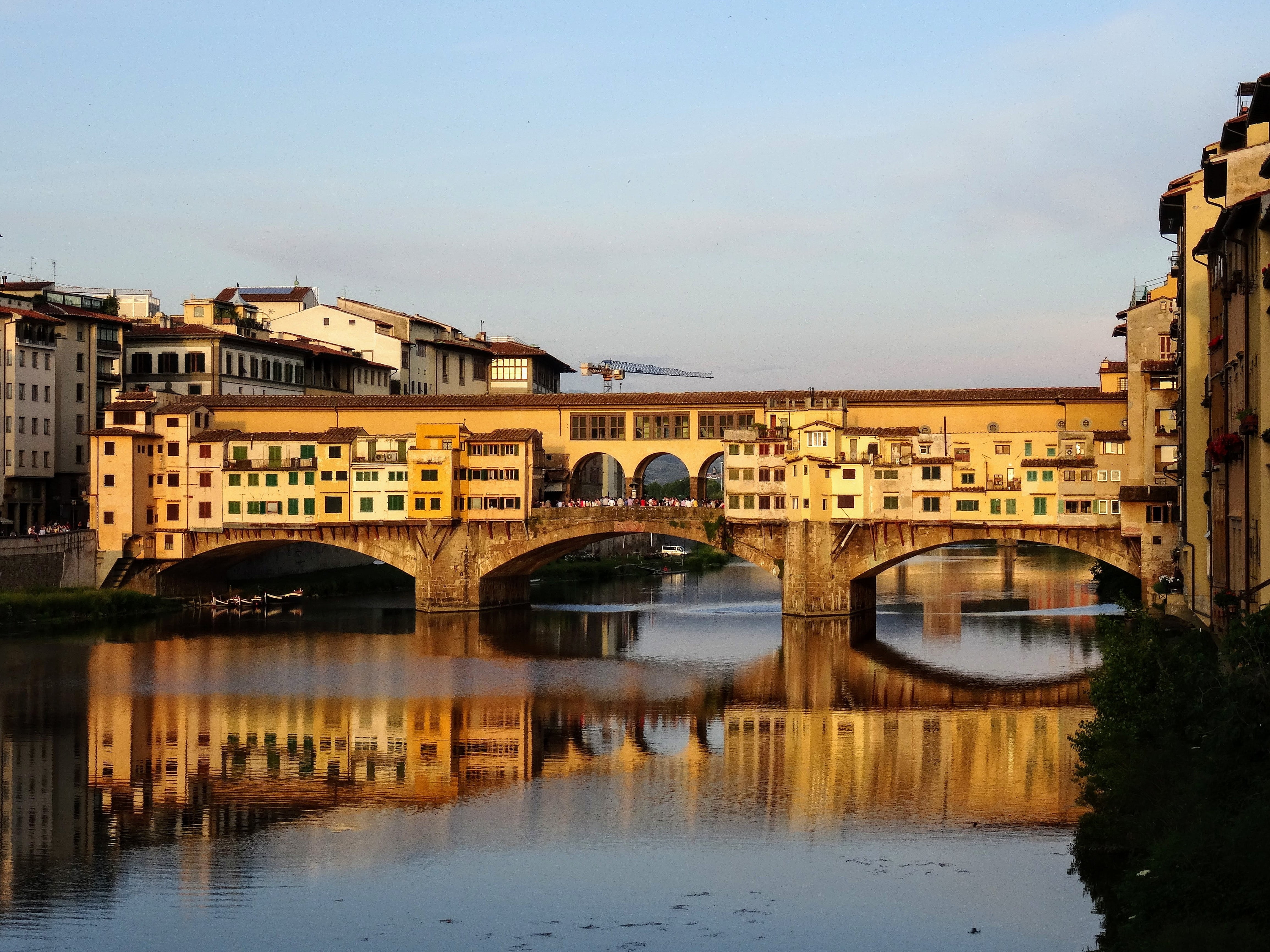 reflection, no people, florence, river, sky, tuscany, building, nature, arch, building exterior, ponte, architecture, day, water, bridge - man made structure, HD Wallpaper