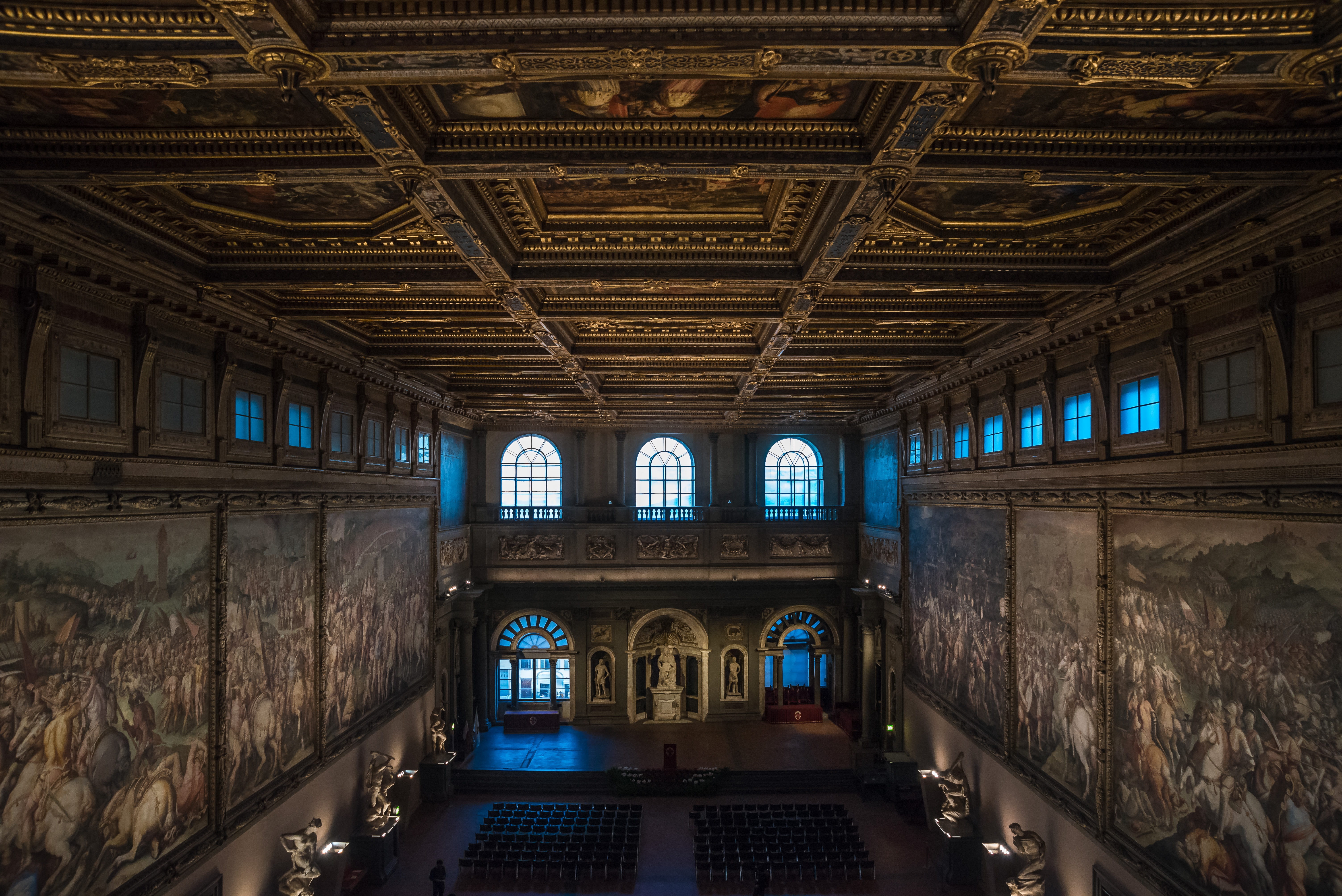 no people, arch, ornate, old, lighting equipment, reflection, building, architecture, palazzo vecchio, travel, indoors, history, architectural column, illuminated, HD Wallpaper