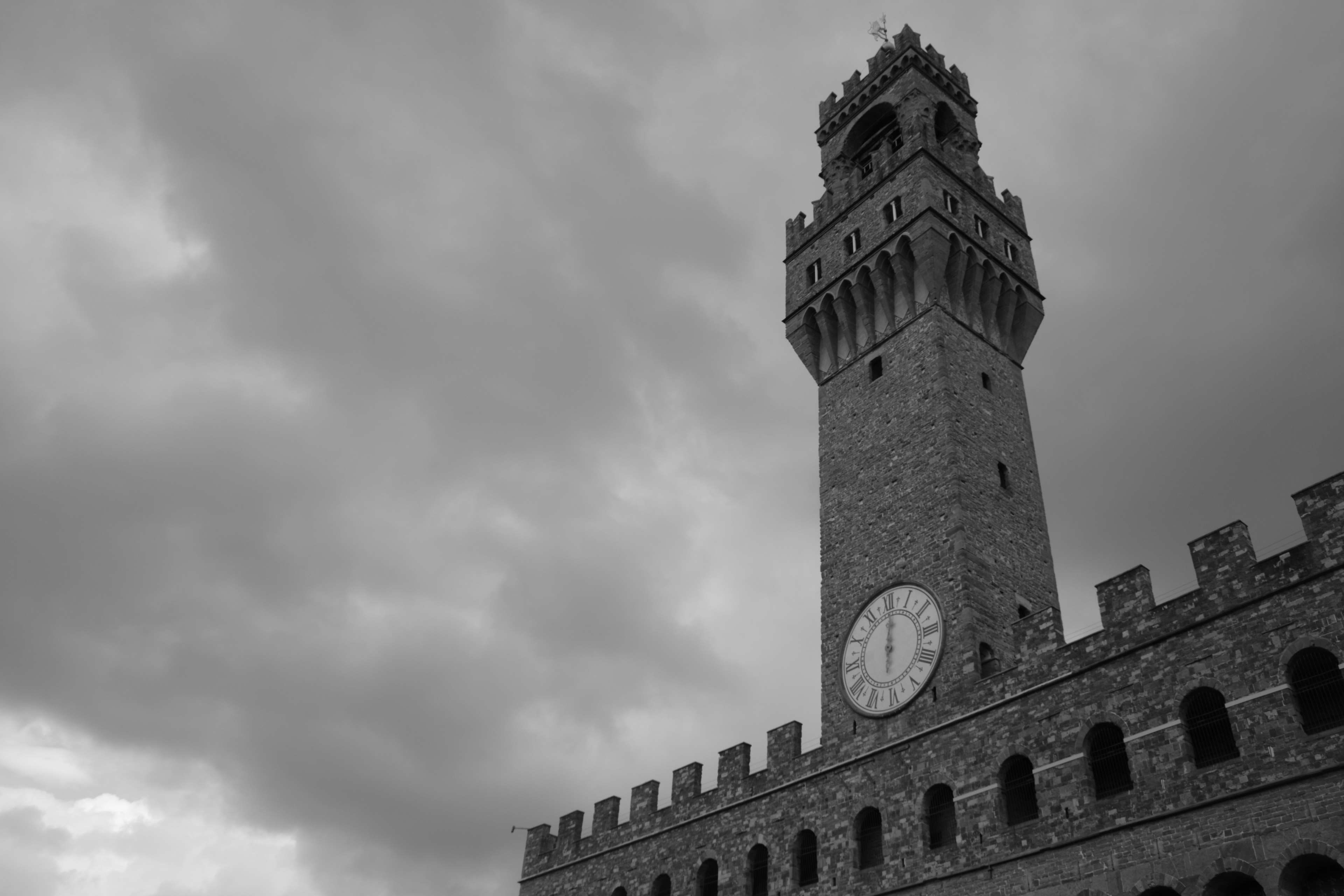 4K, travel destinations, architecture, palazzo vecchio, city, building, gothic style, florence, clock, the past, clock face, nature, clock tower, no people, HD Wallpaper