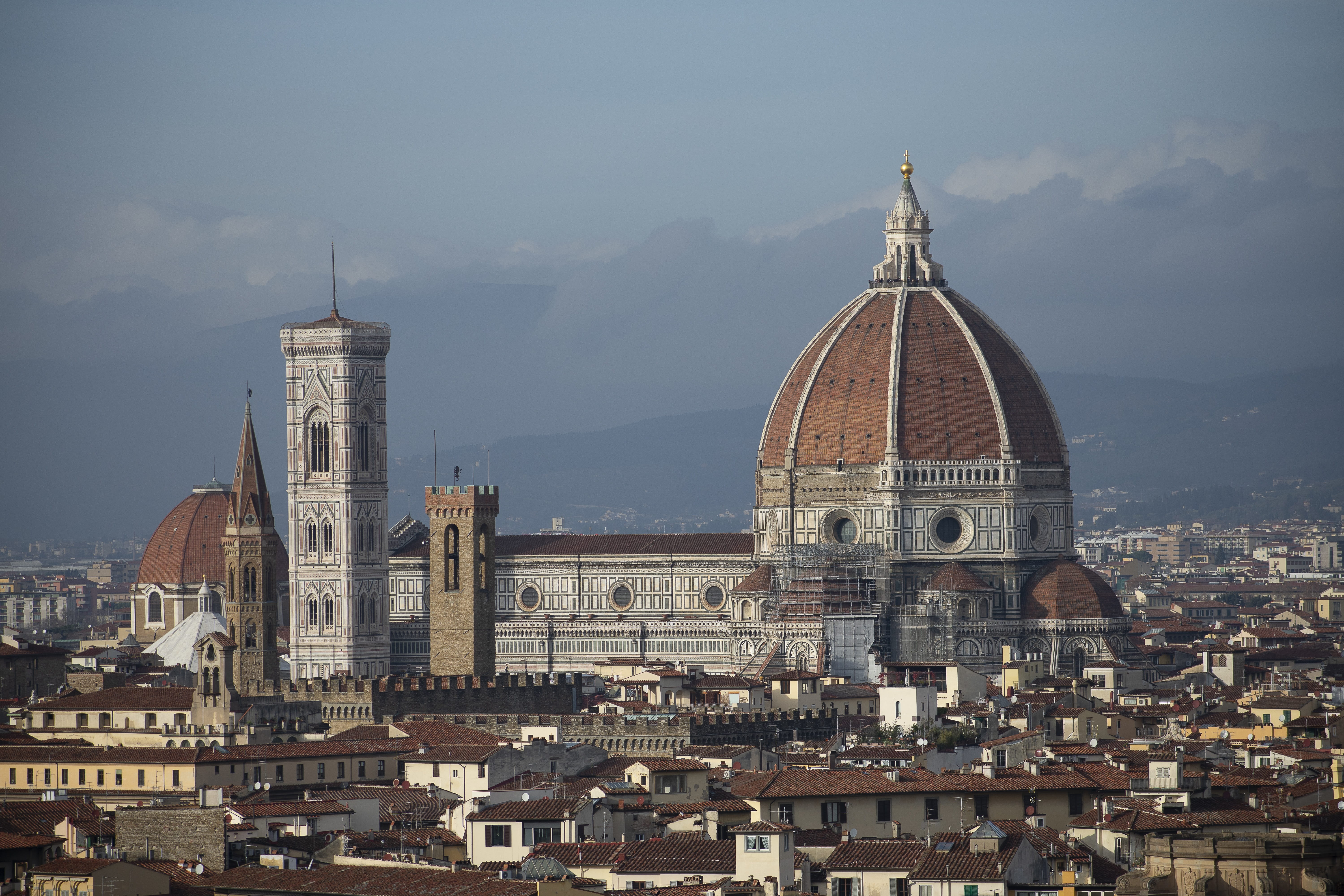florence, city, spirituality, travel destinations, belief, duomo, 5K, architecture, nature, sky, religion, skyscraper, building, piazzale michelangelo, HD Wallpaper