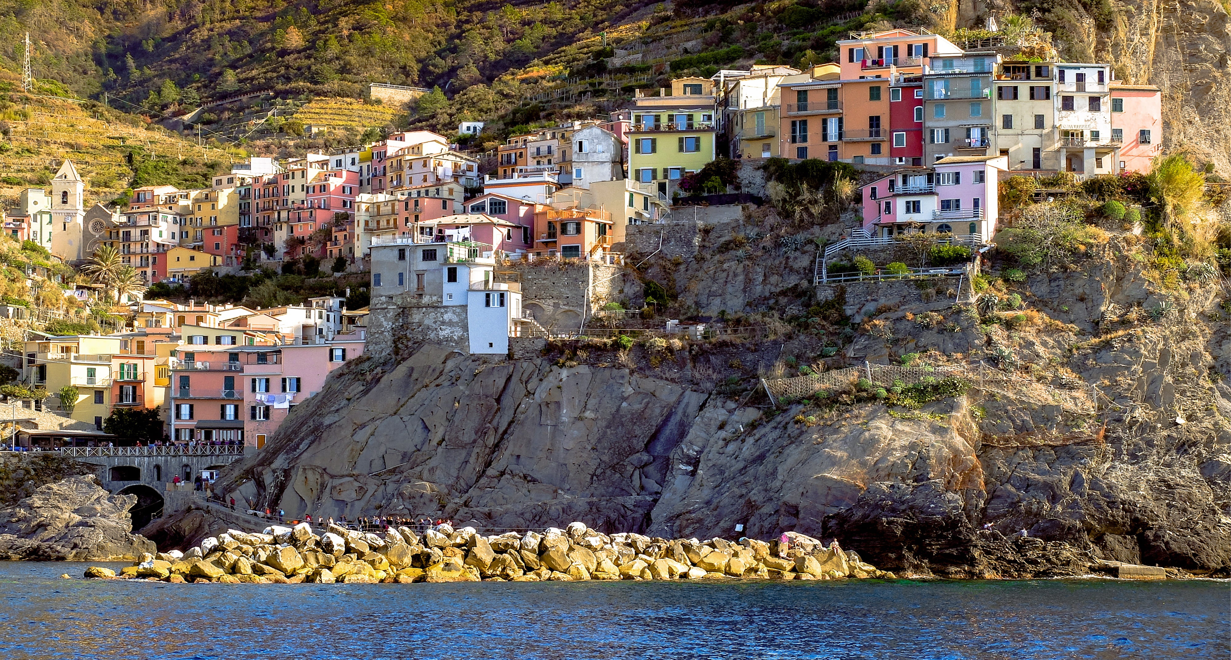 built structure, liguria, water, riomaggiore, mediterranean, residential district, 4K, sea, land, architecture, day, cinque terre, townscape, building exterior, HD Wallpaper