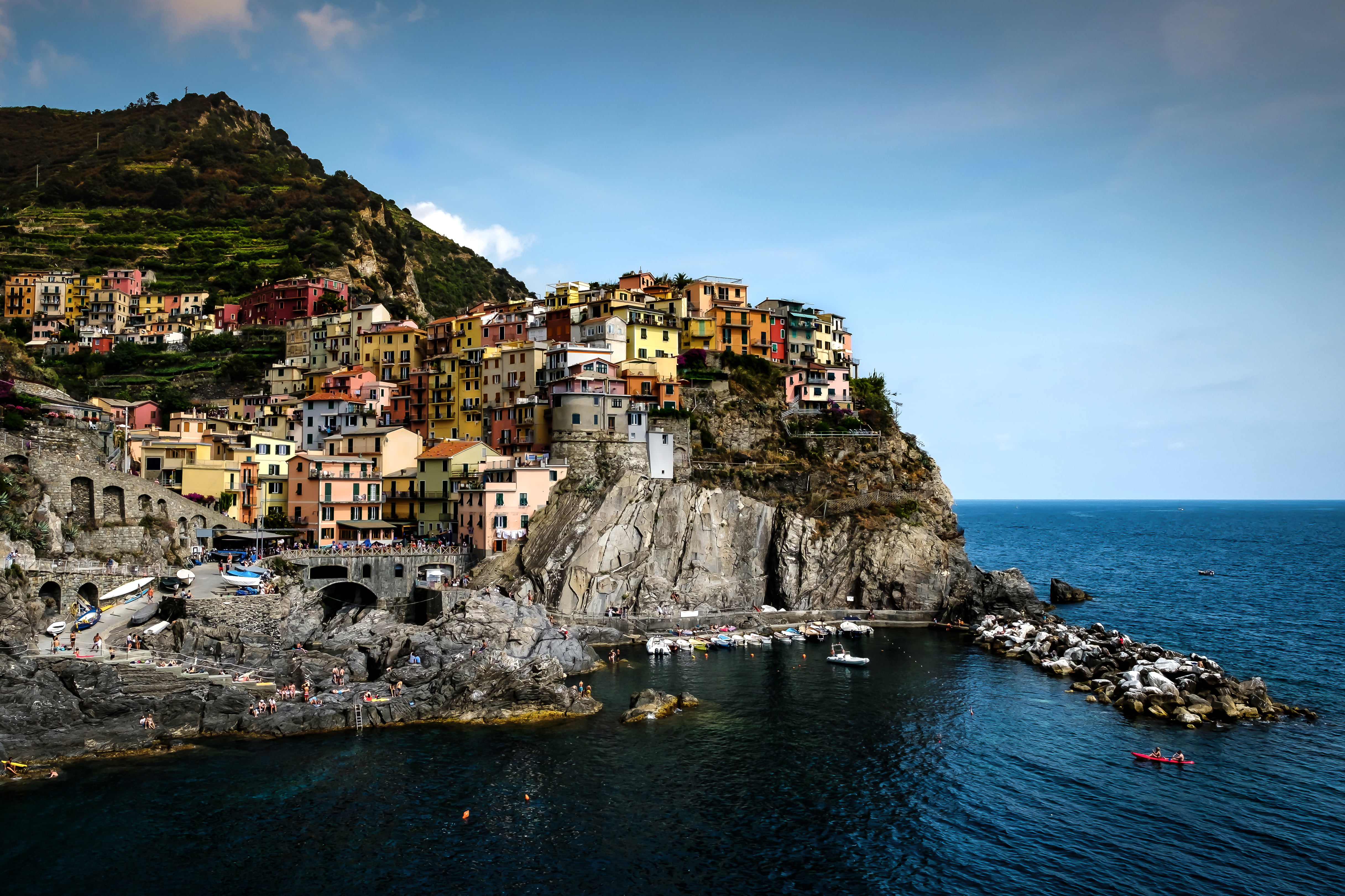 village, nature, Europe, Europa, Reise, italy, water, Cinque  Terre, summer, sea, coastline, cinque Terre, near, mediterranean Sea, body water, body, 4K, HD Wallpaper