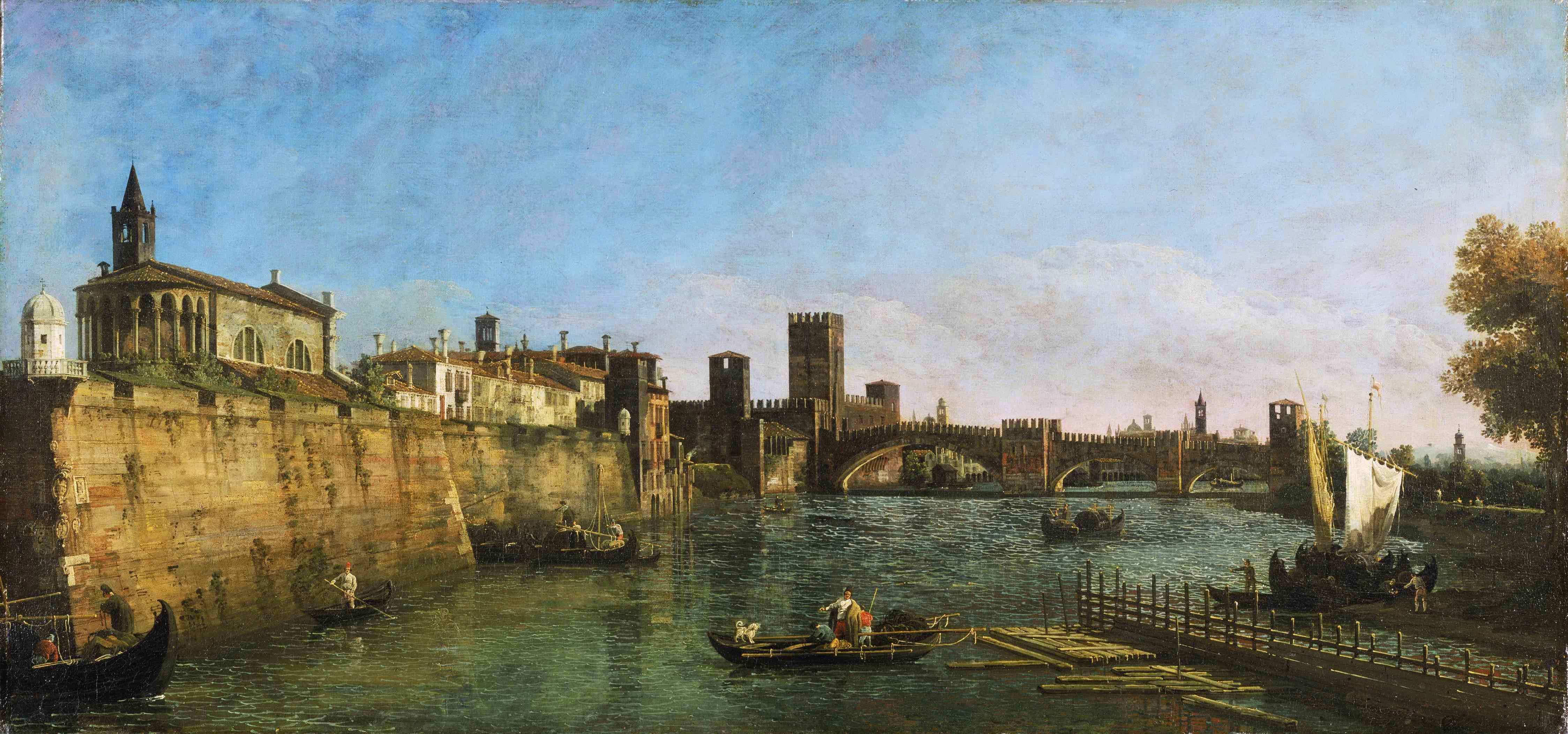 gray, Italy, sea, Bernardo Bellotto, home, promenade, picture, the city, tower, wall, museum, logo, the sky, river, 4K, Verona, people, boat, concrete, HD Wallpaper