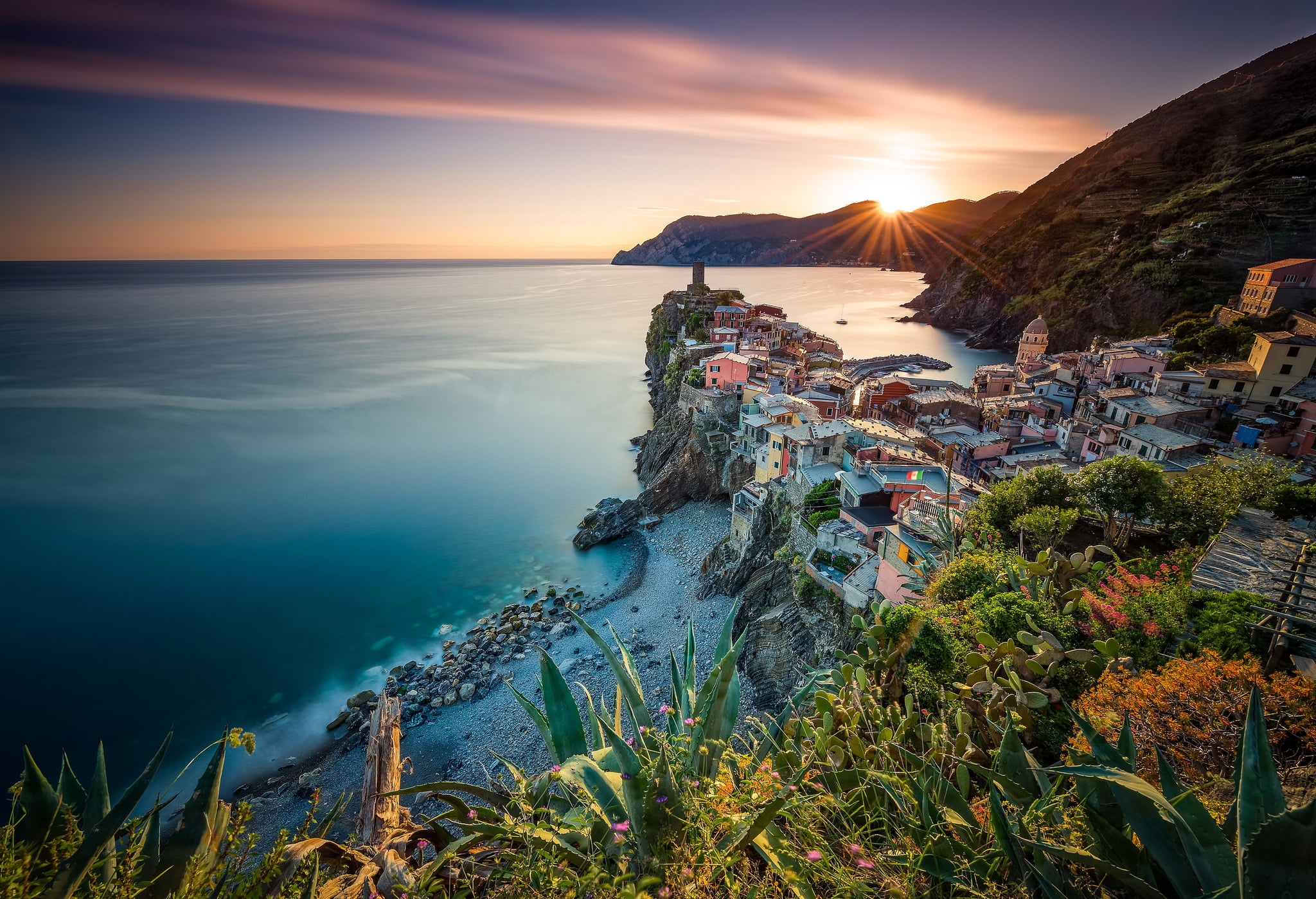 non-urban scene, idyllic, plant, panorama, beach, ocean, sky, scenics - nature, coast, sea, tranquil scene, Italy, architecture, Cinque Terre, water, 1080P, HD Wallpaper
