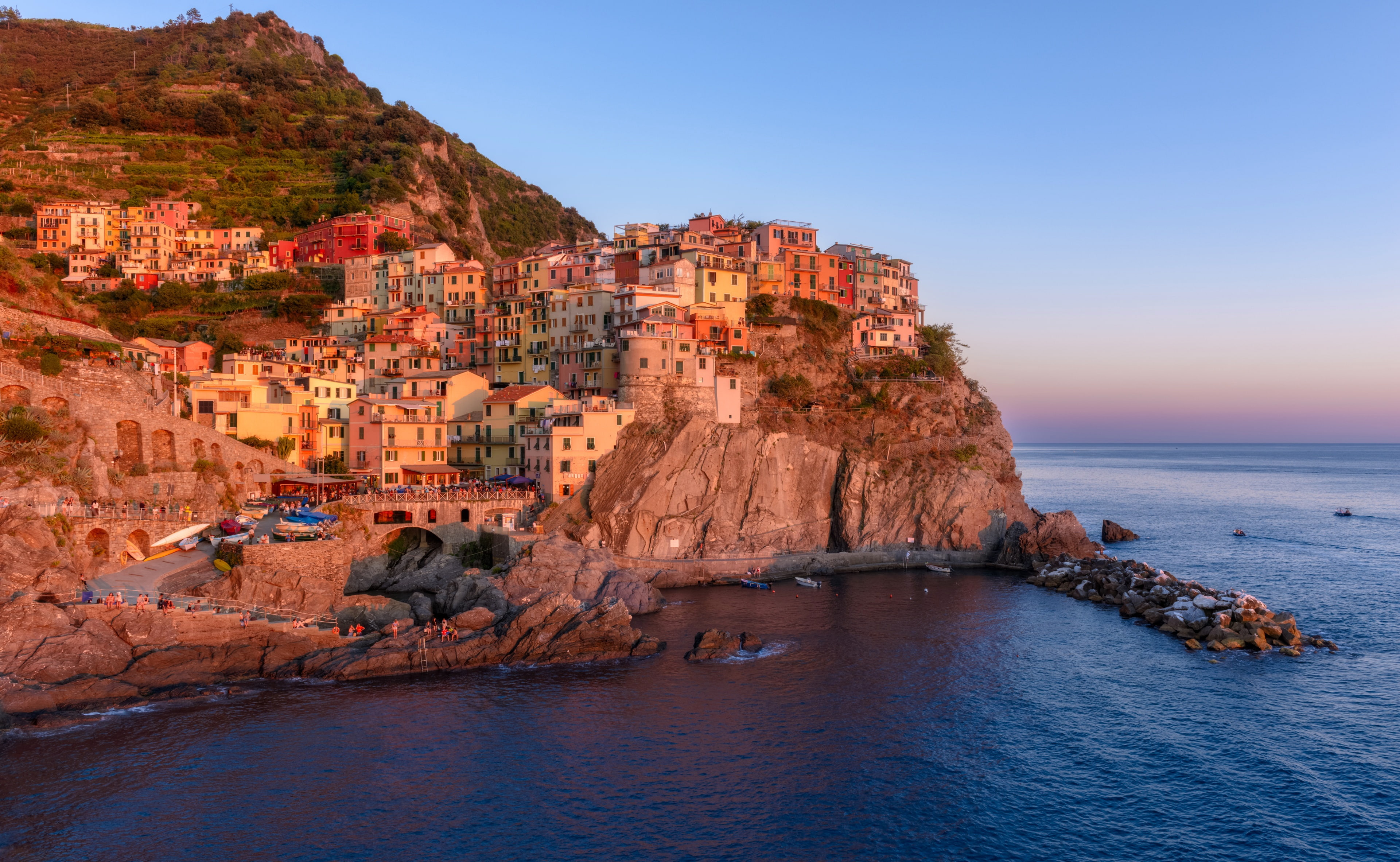Italy, sea, home, Manarola, 4K, rocks, The Ligurian coast, HD Wallpaper