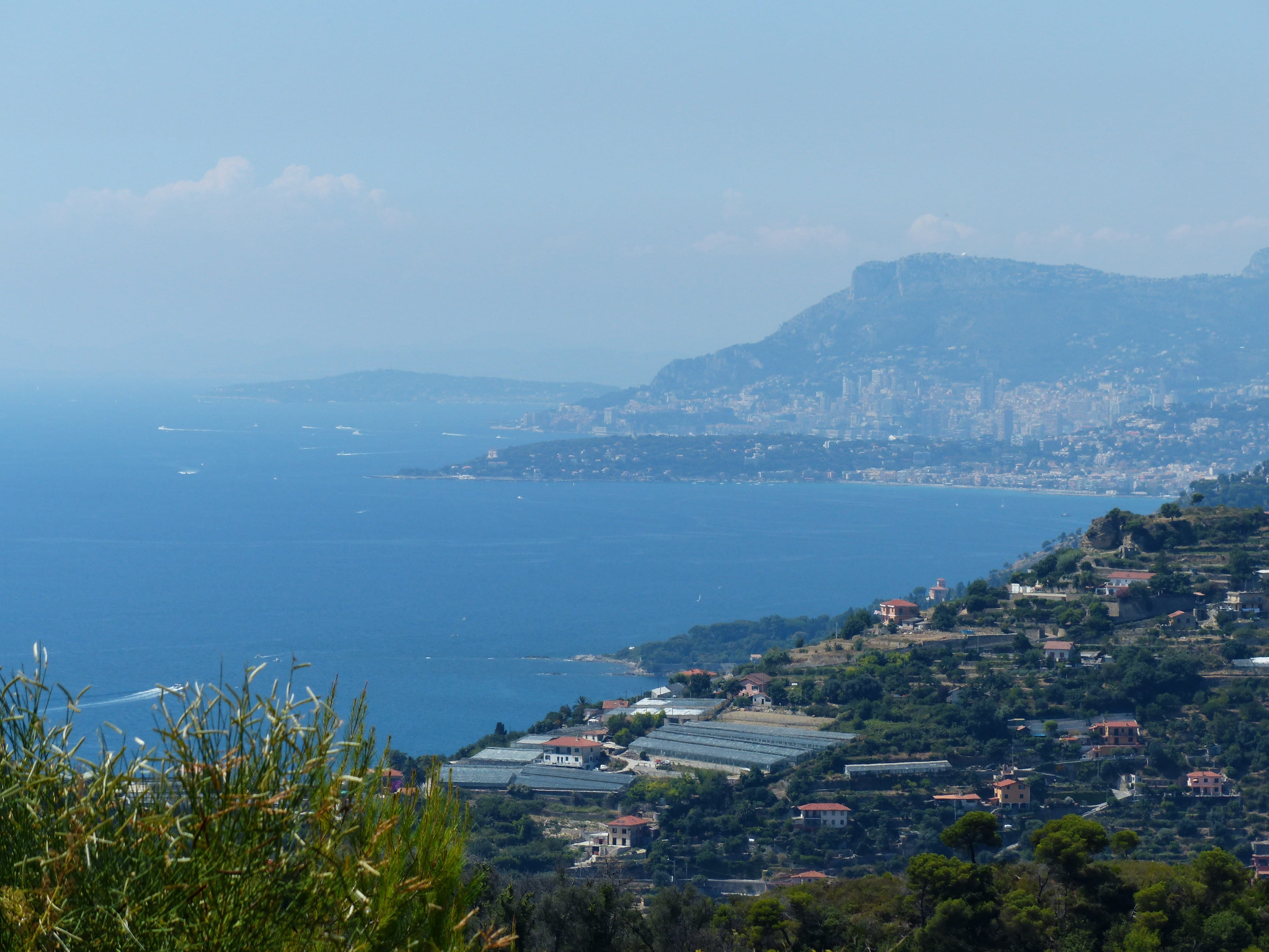 high angle view, mediterranean Sea, architecture, water, land, cap martin, day, no people, sky, beach, coastline, harbor, building, monaco, Liguria, 4K, HD Wallpaper