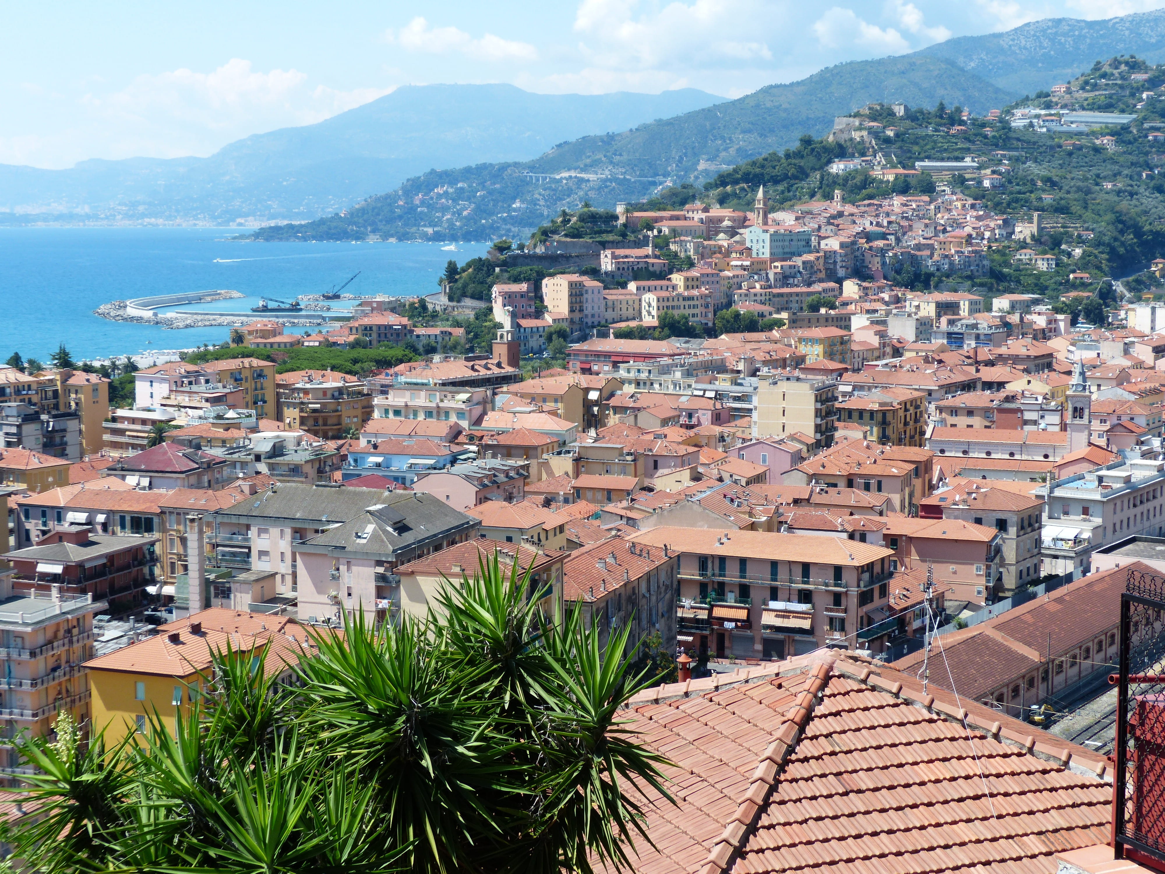 Ventimiglia, settlement, 4K, church, water, sea, tree, house, mediterranean, homes, mediterranean Countries, built structure, roof, residential district, HD Wallpaper