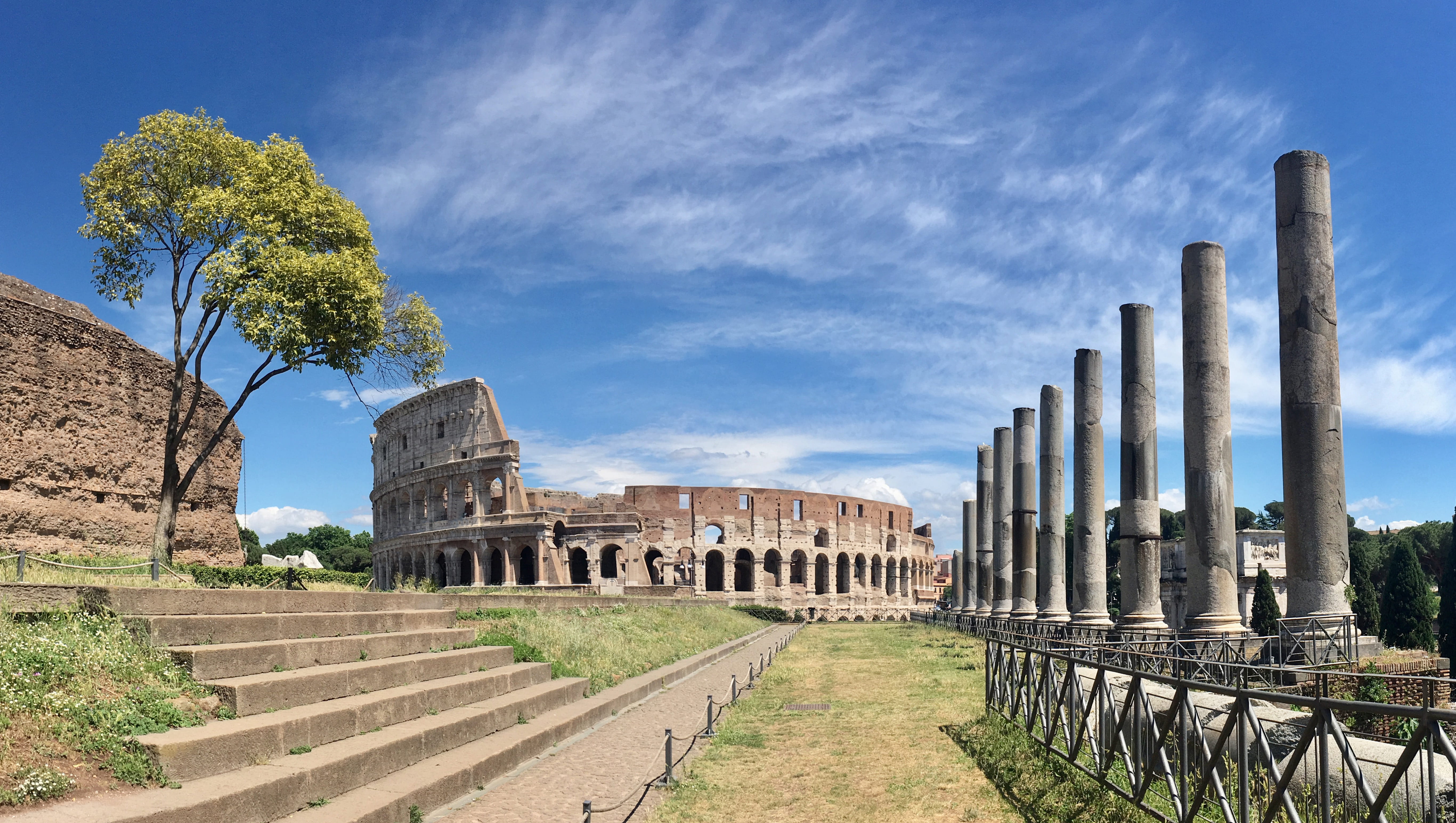 sky, travel destinations, spring, ruined, archaeology, cloud - sky, ancient civilization, italy, history, rome, religion, 5K, piazza del colosseo, nature, HD Wallpaper