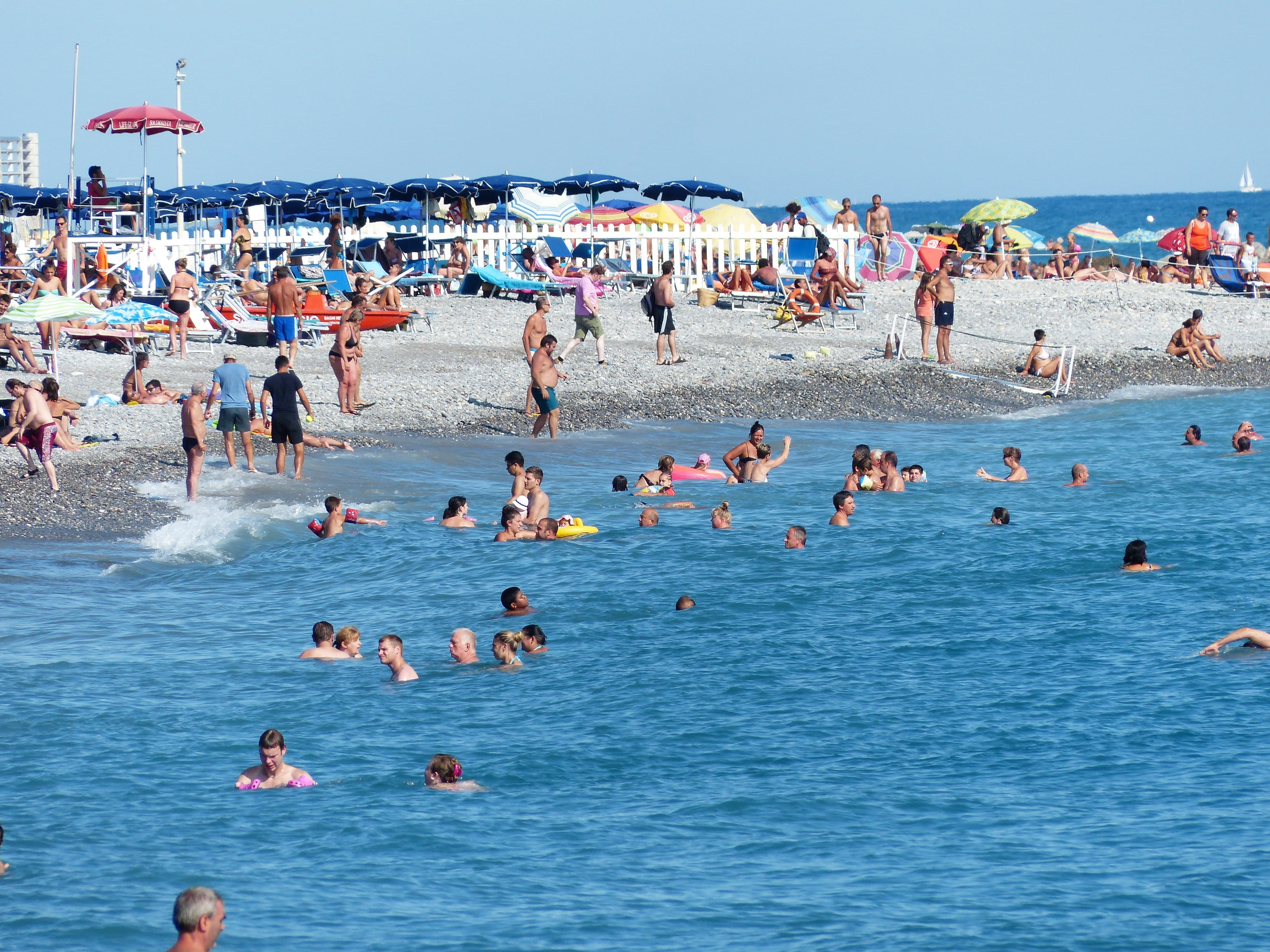 fun bathing, enjoyment, ventimiglia, swimming, resort, land, ligurian coast, trip, stone beach, outdoors, real people, bathers, mediterranean, lifestyles, HD Wallpaper