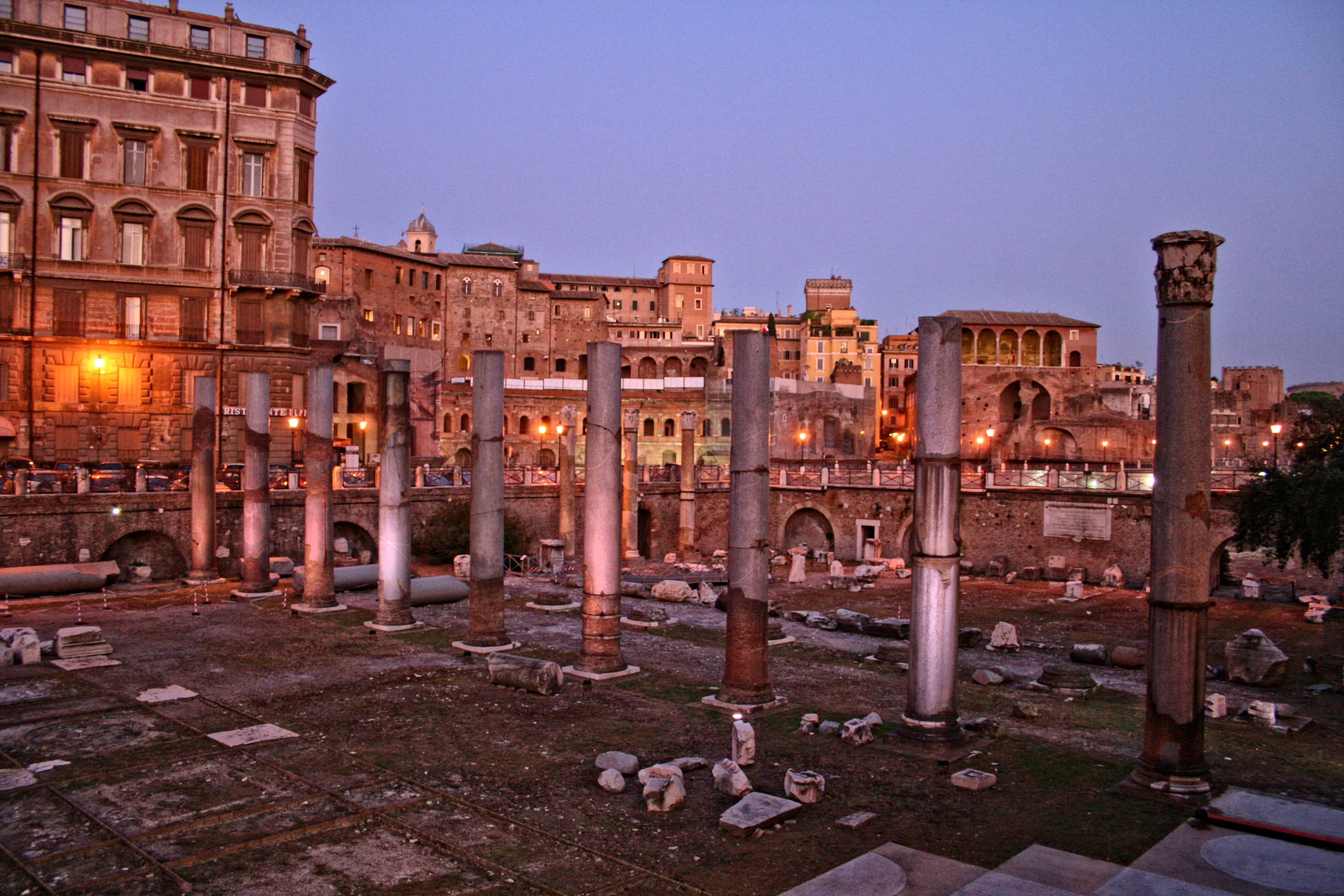 the past, clear sky, dusk, travel, rome, ancient civilization, ruins, architectural column, forum of trajan, built structure, street, old, archaeology, HD Wallpaper