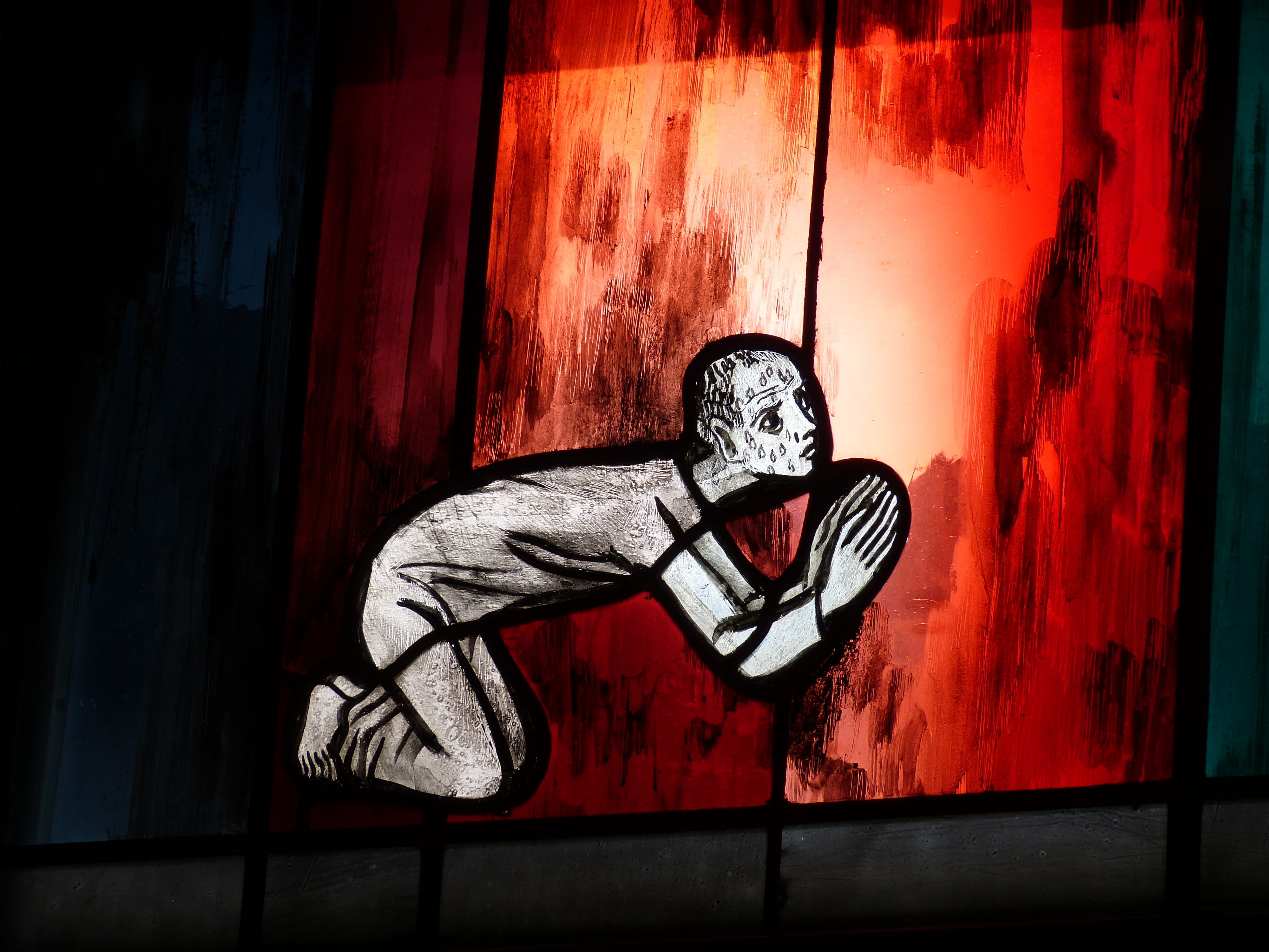 pray, real people, way of the cross, christ, representation, mural, church window, 4K, lifestyles, faith, church, christian, architecture, red, wall - building feature, HD Wallpaper