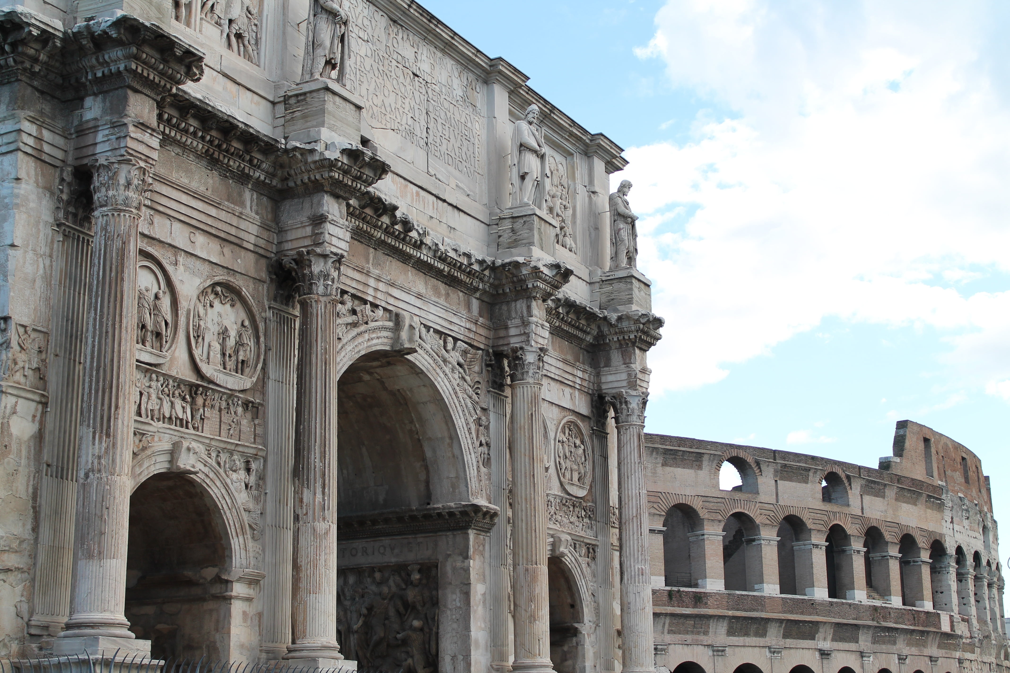 history, trajan, rome, italy, low angle view, day, arch, travel Destinations, europe, archaeology, romano, cloud - sky, ancient, tourism, nature, famous Place, HD Wallpaper