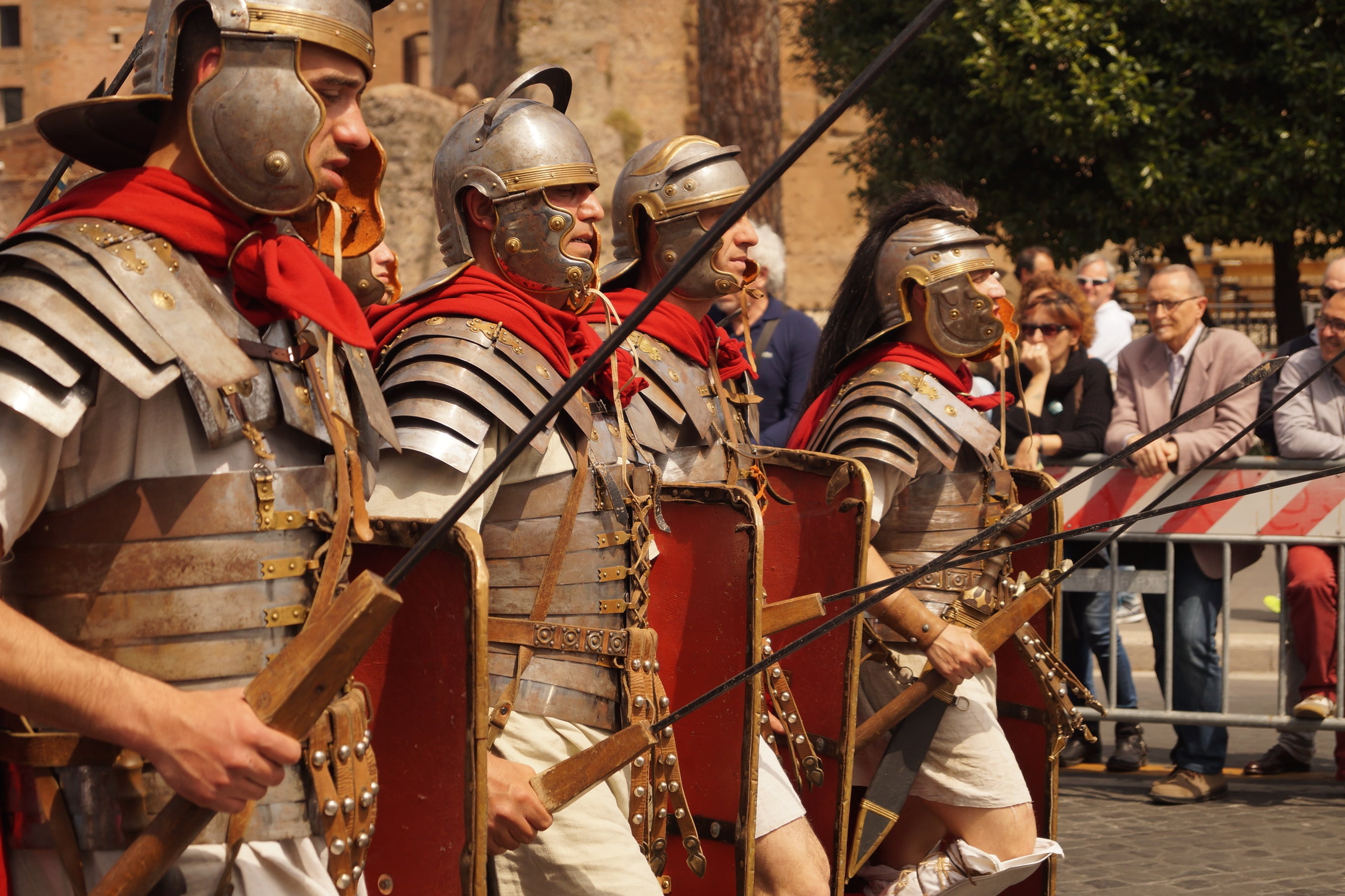 men, standing, performance, wearing, architecture, day, spear, medium group of people, gray, birthplace of rome, roman holiday, artist, outdoors, musical instrument, HD Wallpaper