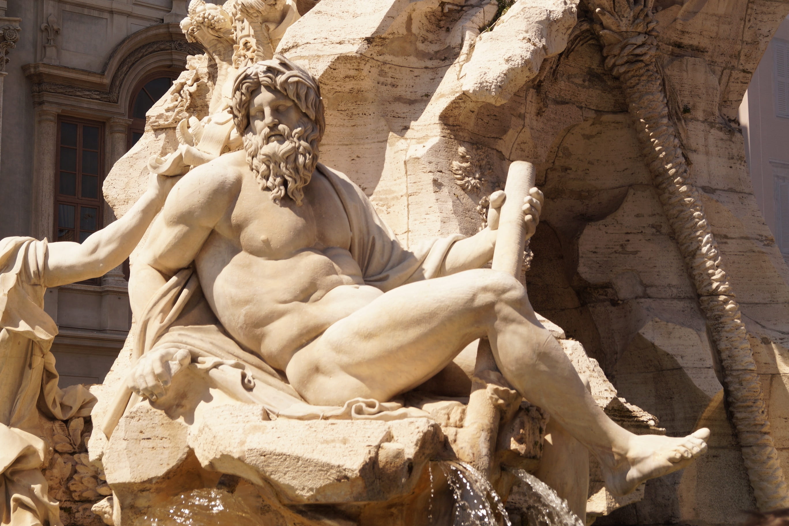 history, ancient civilization, built structure, piazza navona, ancient, stone material, male likeness, representation, low angle view, carving - craft product, HD Wallpaper