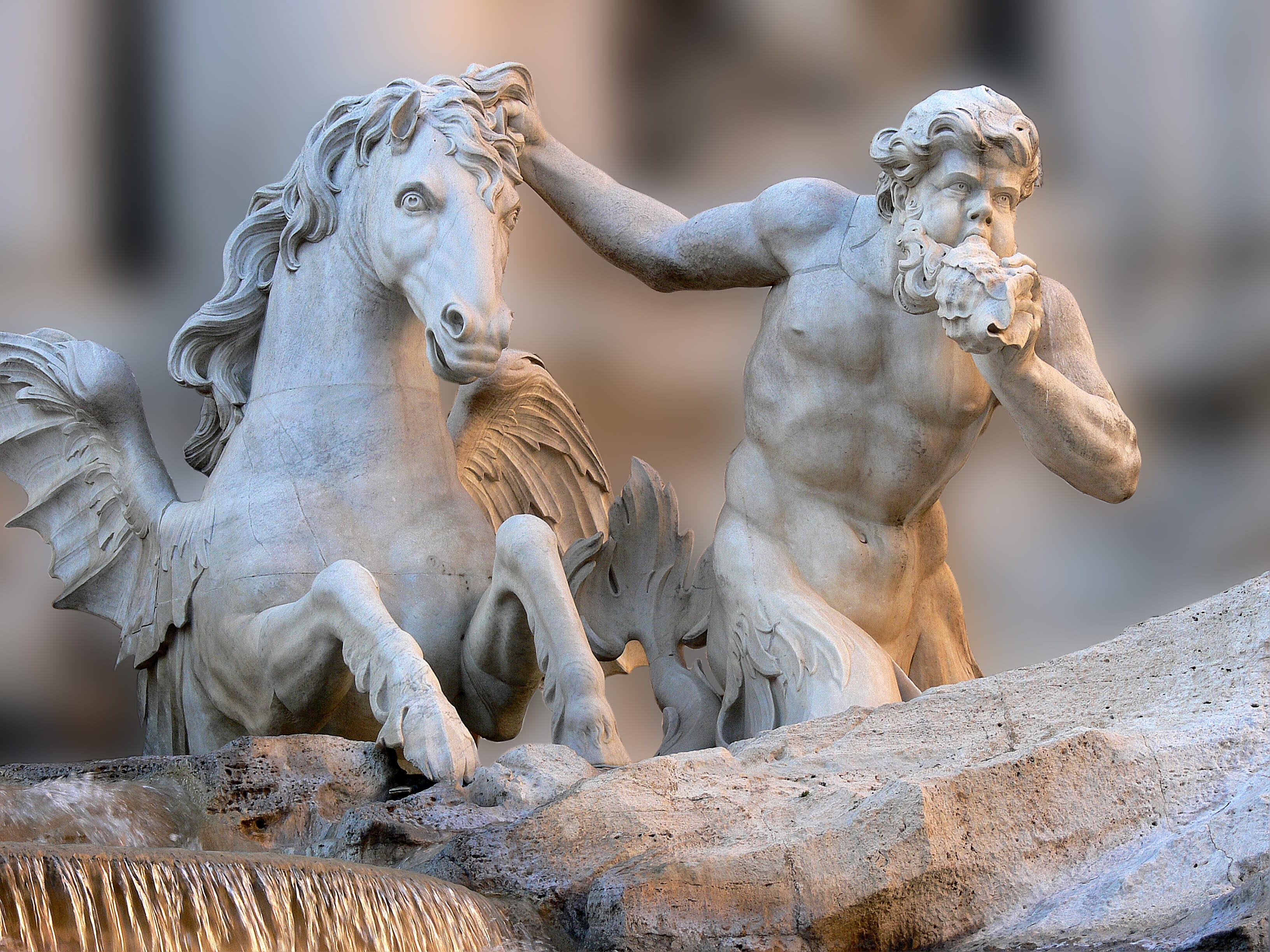outdoors, rome, architecture, fountain, the past, craft, male likeness, horse, mammal, sculpture, art and craft, day, female likeness, italy, creativity, HD Wallpaper