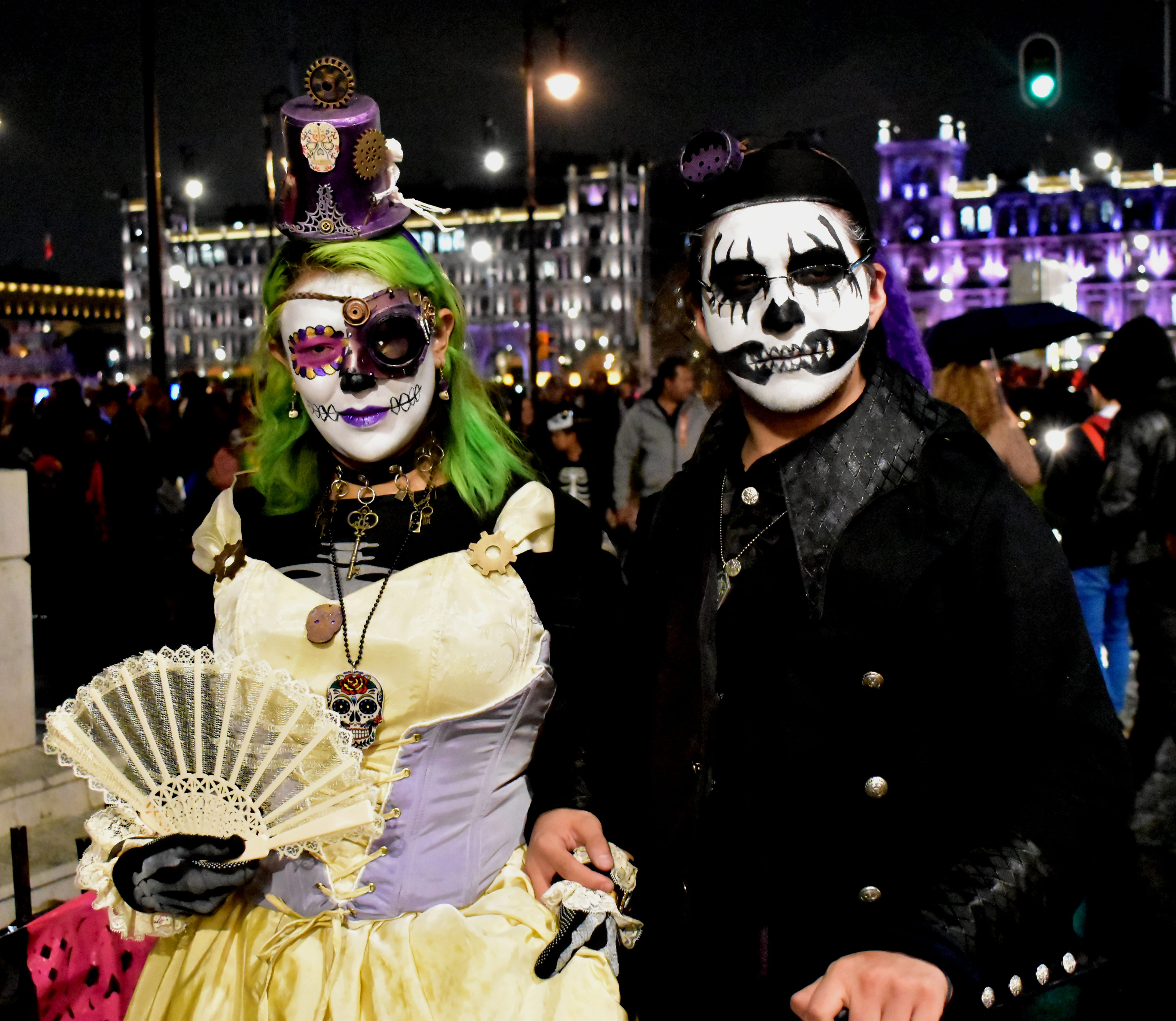 arts culture and entertainment, obscured face, 4K, tradition, standing, day of the dead, fear, mexico, lifestyles, night, macabre, disguise, fantasy, front view, HD Wallpaper