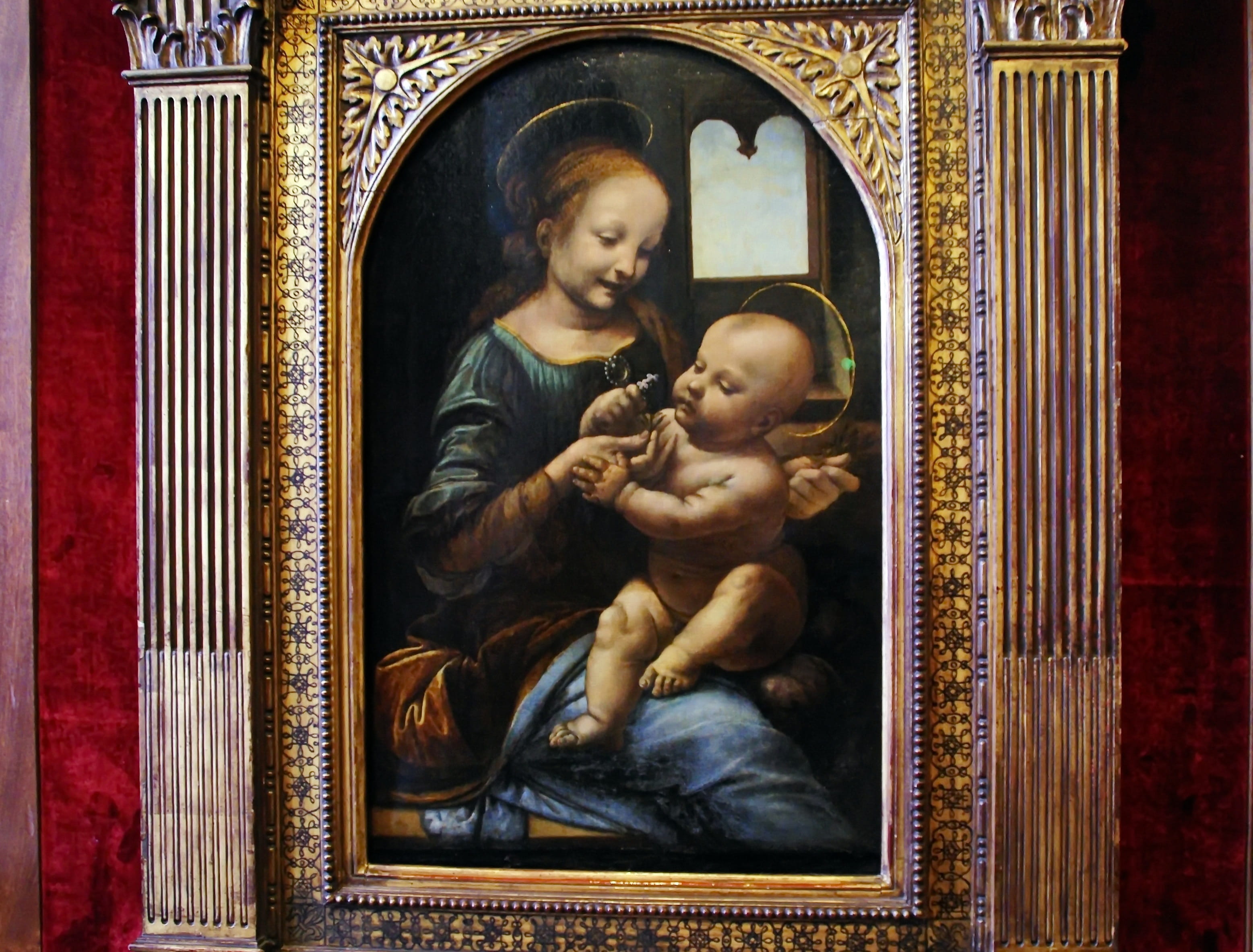 full length, real people, adult, table, people, childhood, oil on wood, front view, hermitage, architecture, sitting, the virgin and child, 2K, child, HD Wallpaper