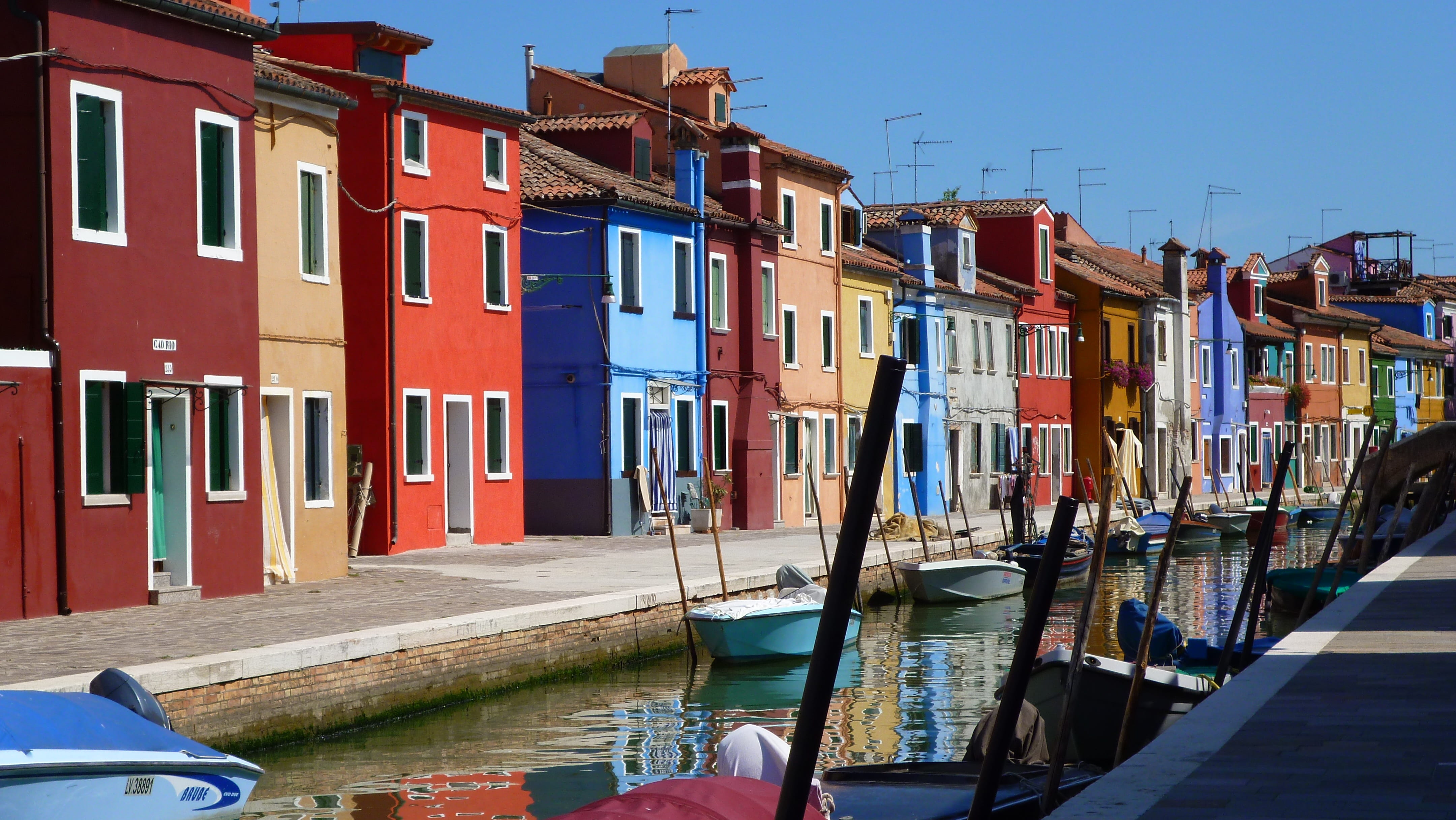 water, Colorful, Italy, multi colored, sky, row house, venezia, Italian, color, built structure, reflection, house, summer, moored, mode of transportation, HD Wallpaper