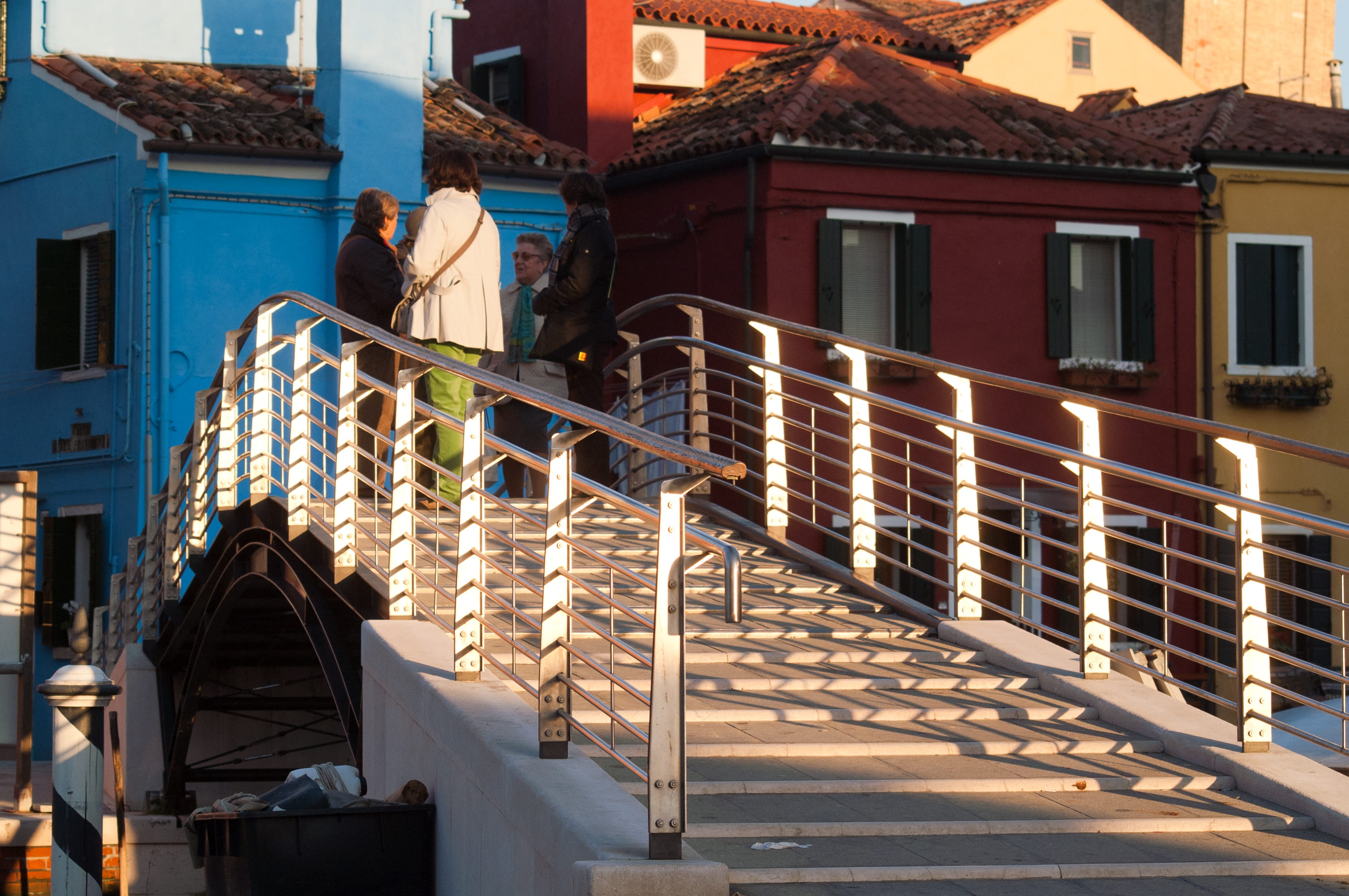 staircase, built structure, sunlight, bridge, residential district, building exterior, color, illuminated, architecture, building, shadow, nature, venice, HD Wallpaper
