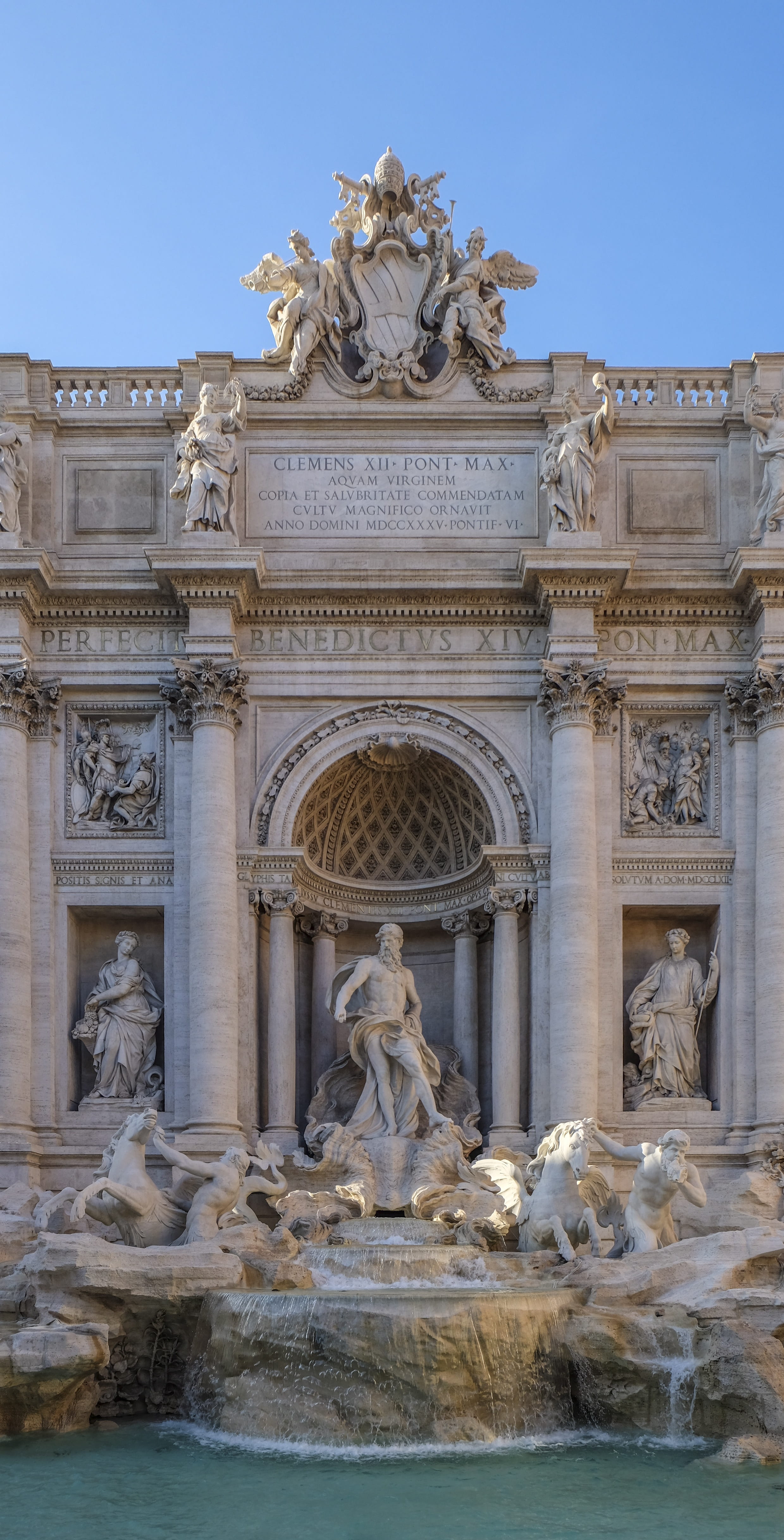 4K, water, history, ornate, female likeness, trevi fountain, creativity, art, travel destinations, outdoors, architecture, human representation, representation, Phone HD Wallpaper