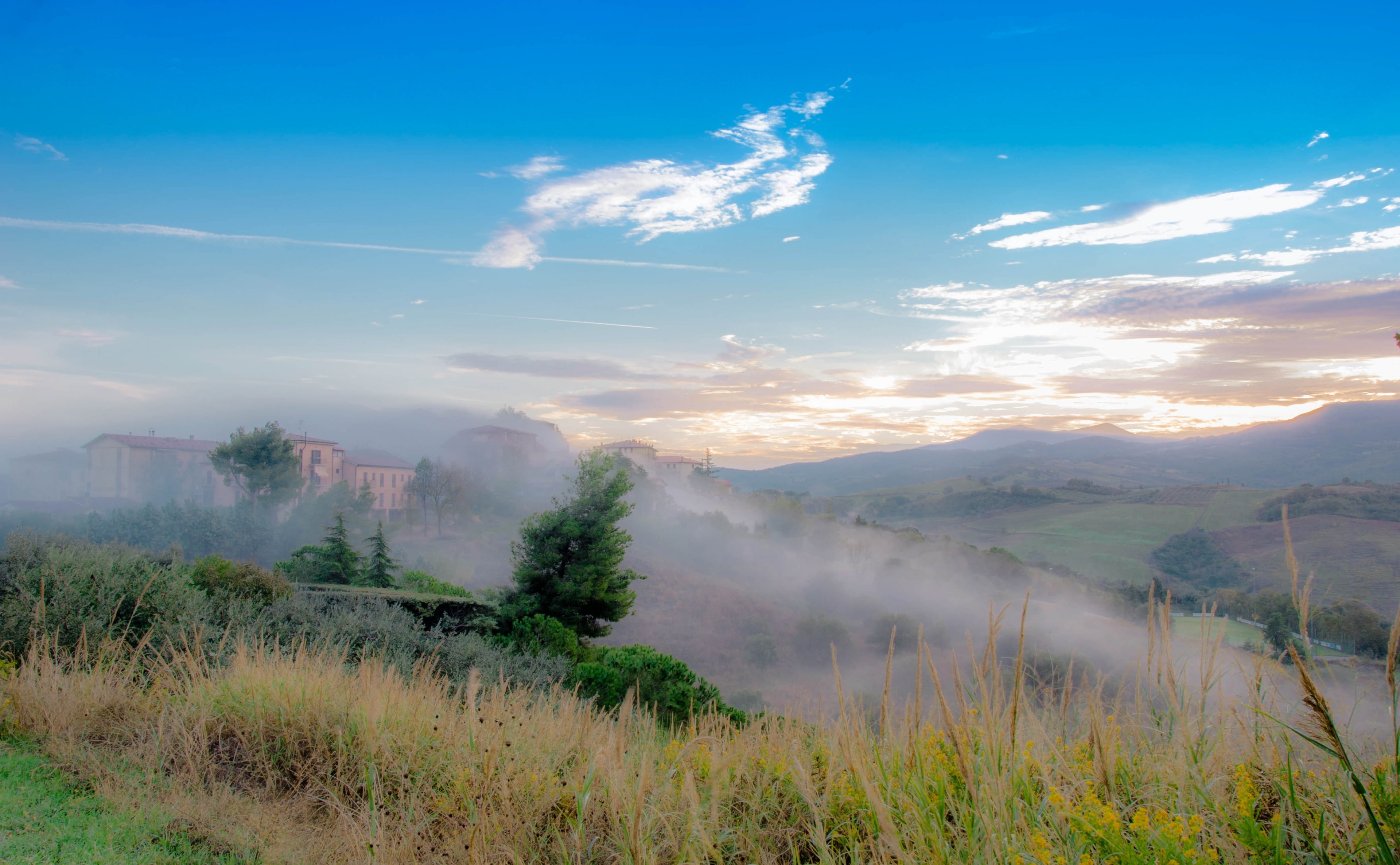 land, beauty in nature, scenics - nature, Italy, outdoors, non-urban scene, mountain, growth, morning, field, environment, idyllic, tranquil scene, green, HD Wallpaper