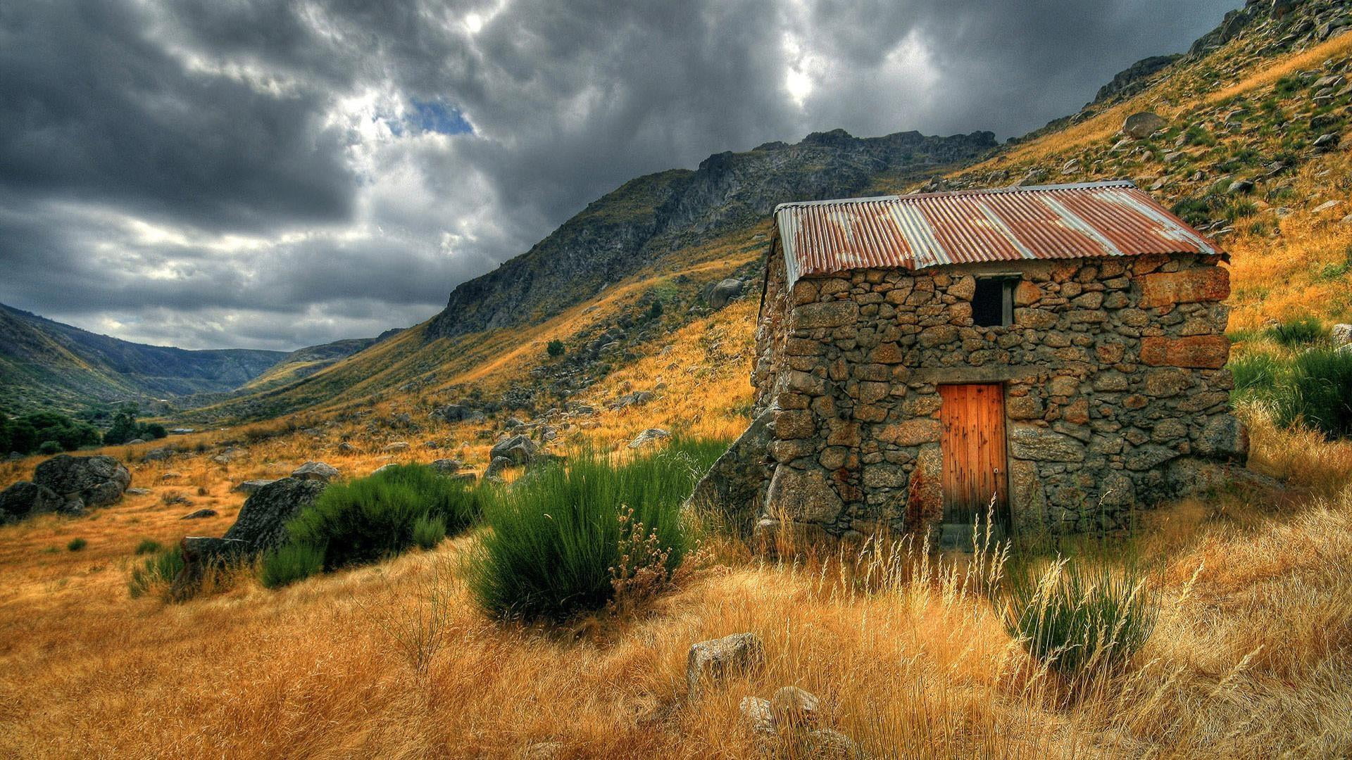 outdoors, shanty, landscape, ruined, land, grass, environment, plant, history, cloud - sky, built structure, scenics - nature, building exterior, field, HD Wallpaper