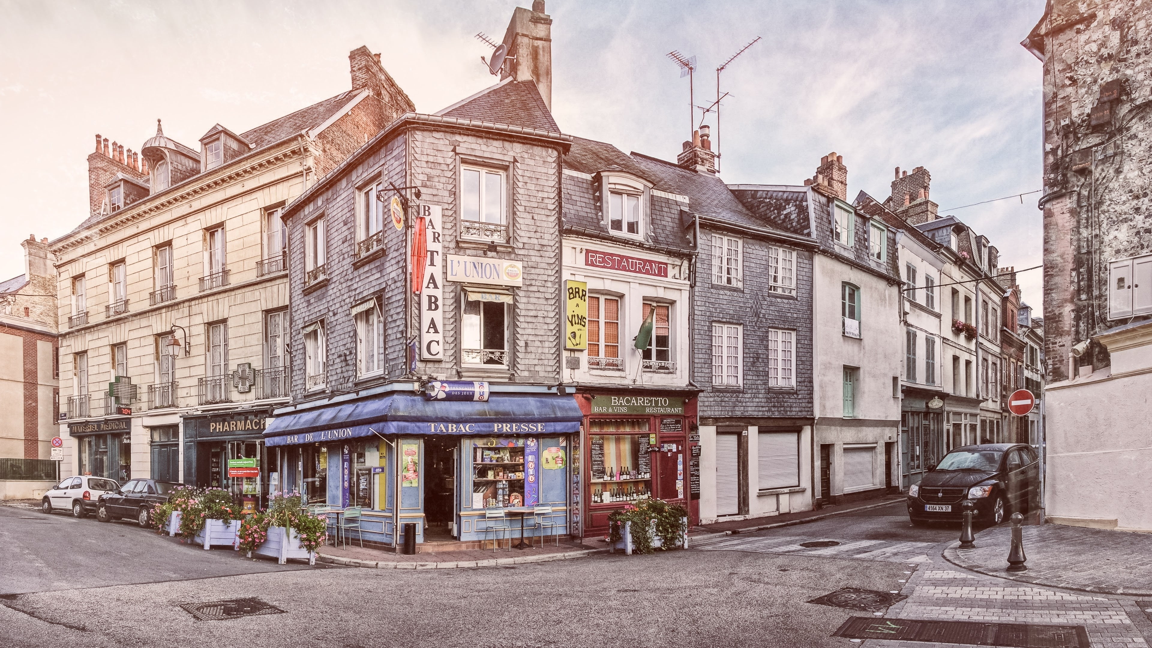 City, buildings, honfleur, streets, 4K, france, architecture, HD Wallpaper