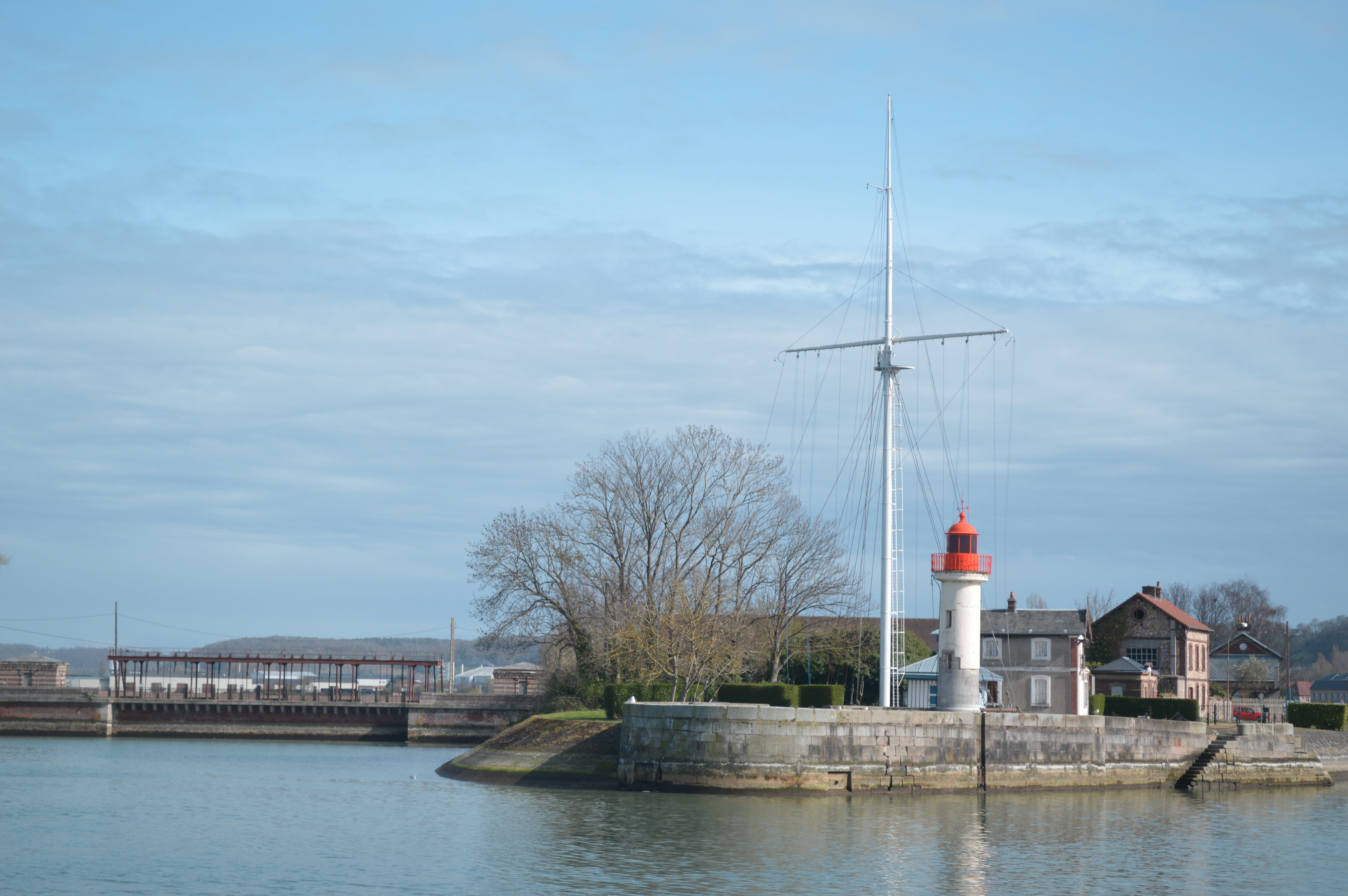 navigation, tower, plant, lighthouse, honfleur, tree, nature, river, normandy, house, waterfront, cloud - sky, day, harbour masters office, 5K, maritime, HD Wallpaper