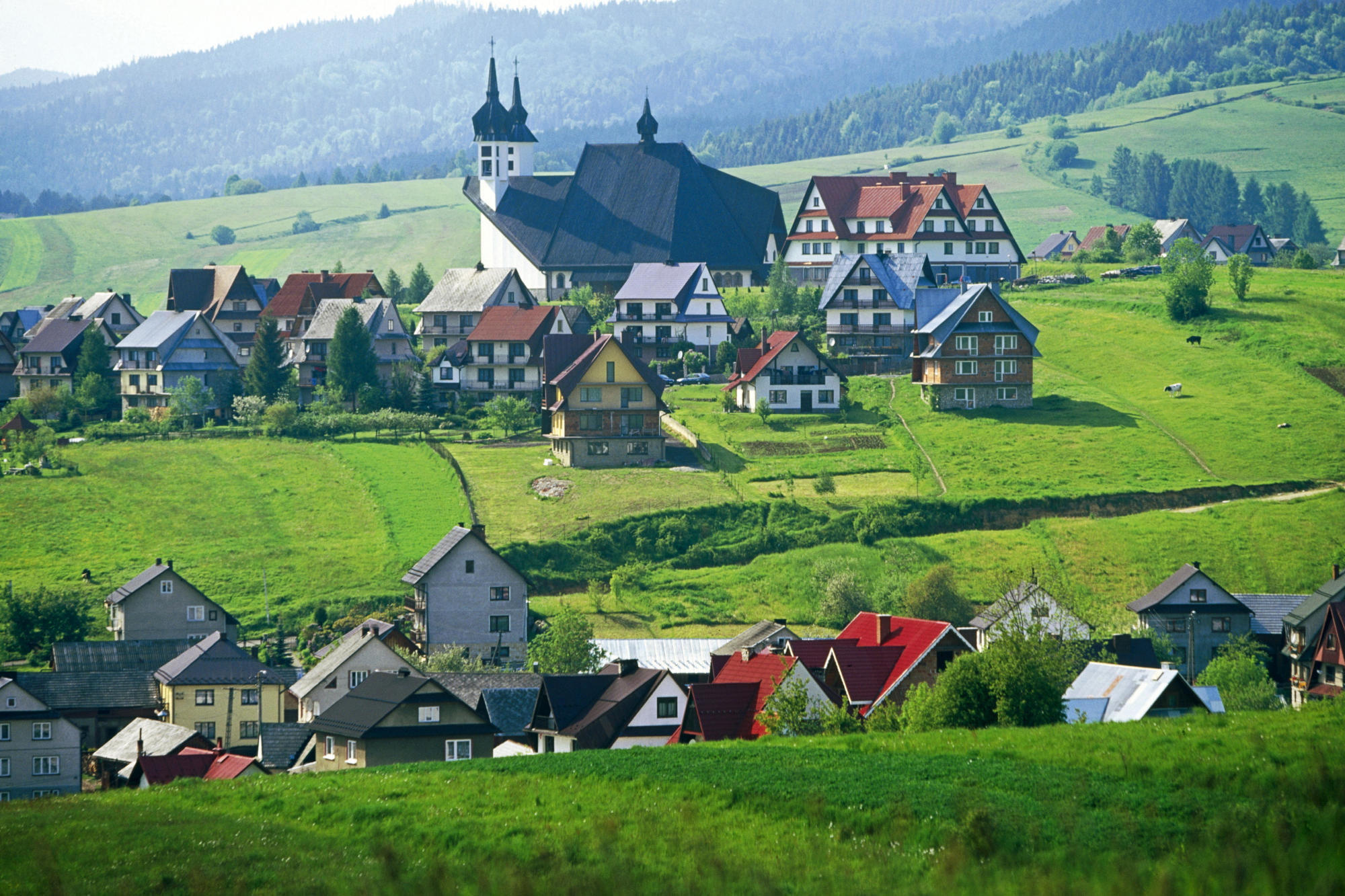 aldea, verde, paisaje, 1080P, HD Wallpaper