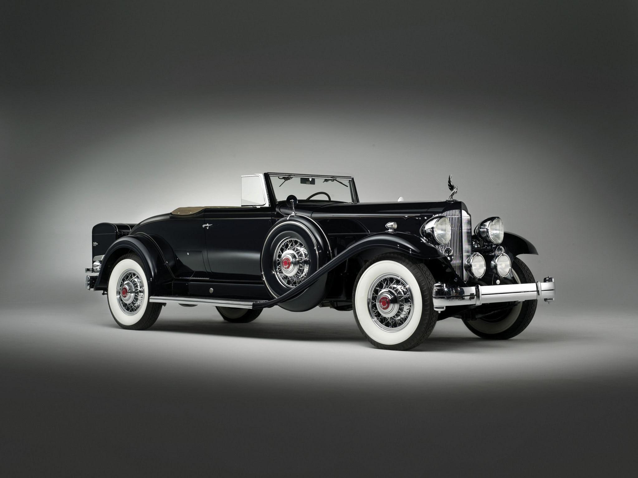 vintage, packard, classic, 1080P, twin, elegant, coupe, black, six, covertible, 1932, roadster, HD Wallpaper