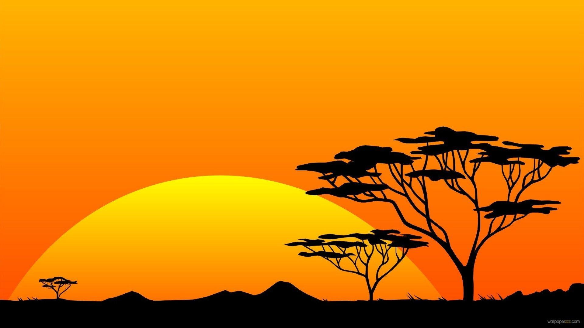 safari, photo, 1080P, tree, abstract, 3d and abstract, sunset, black, HD Wallpaper