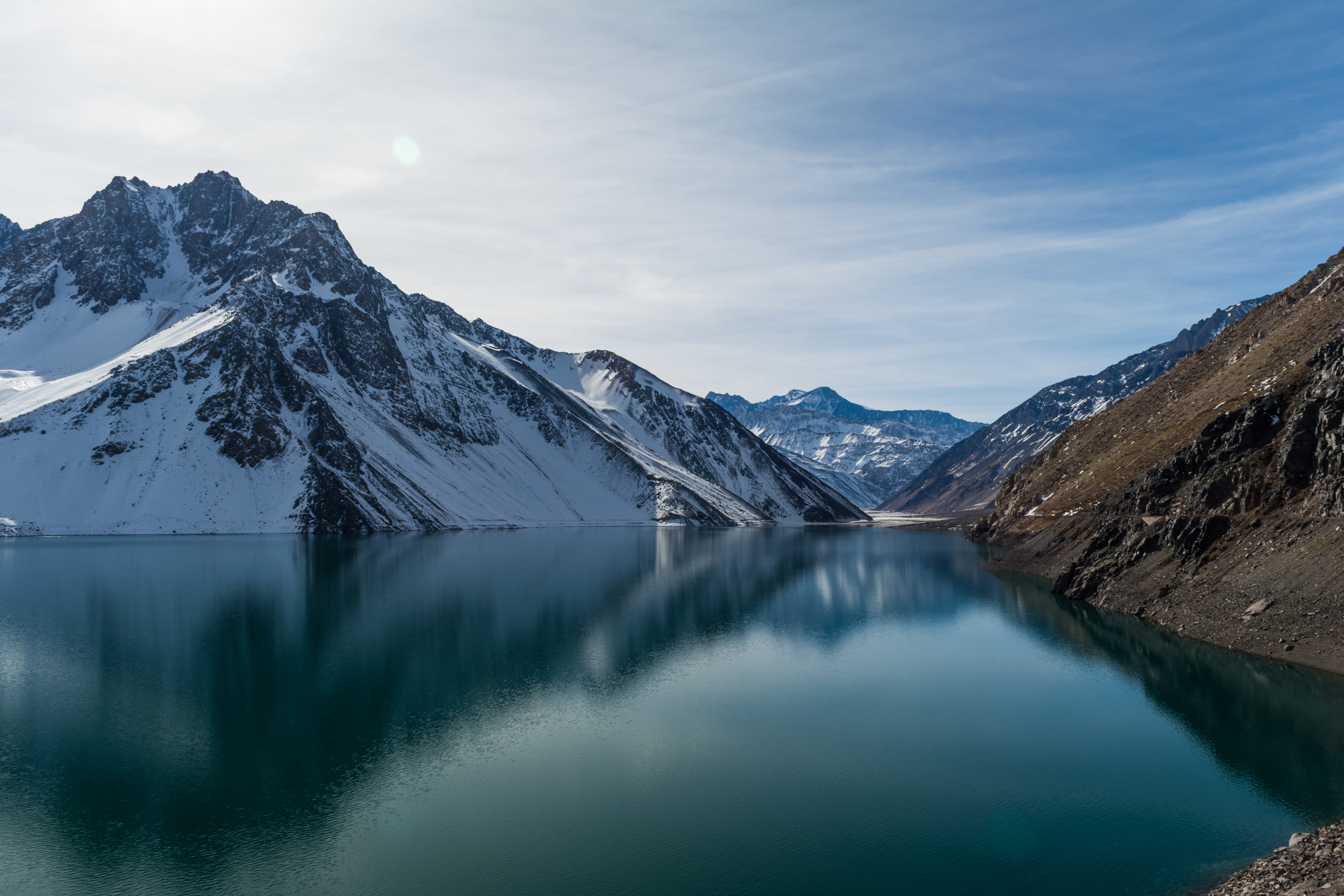 cold, chile, idyllic, beauty in nature, snow, del, lake, covered, water, reflection, outdoors, no people, nature, scenery, landscape, body, non-urban scene, HD Wallpaper